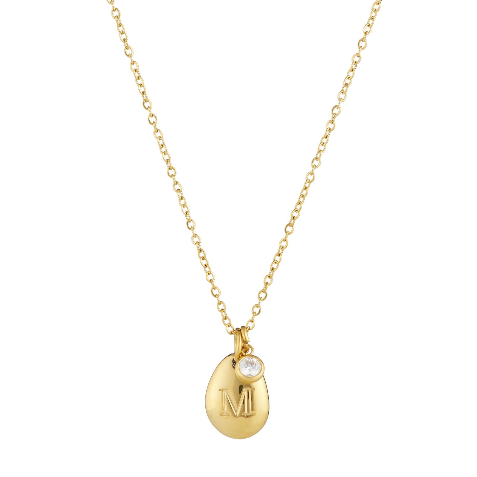 Steel by Diamonique Pebble Initial Necklace Stainless Steel