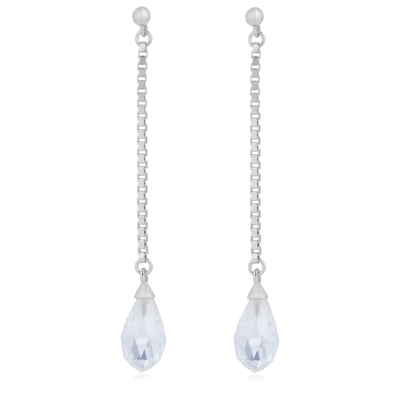Diamonique 5ct Anniversary Briolette Drop Earrings Sterling Silver