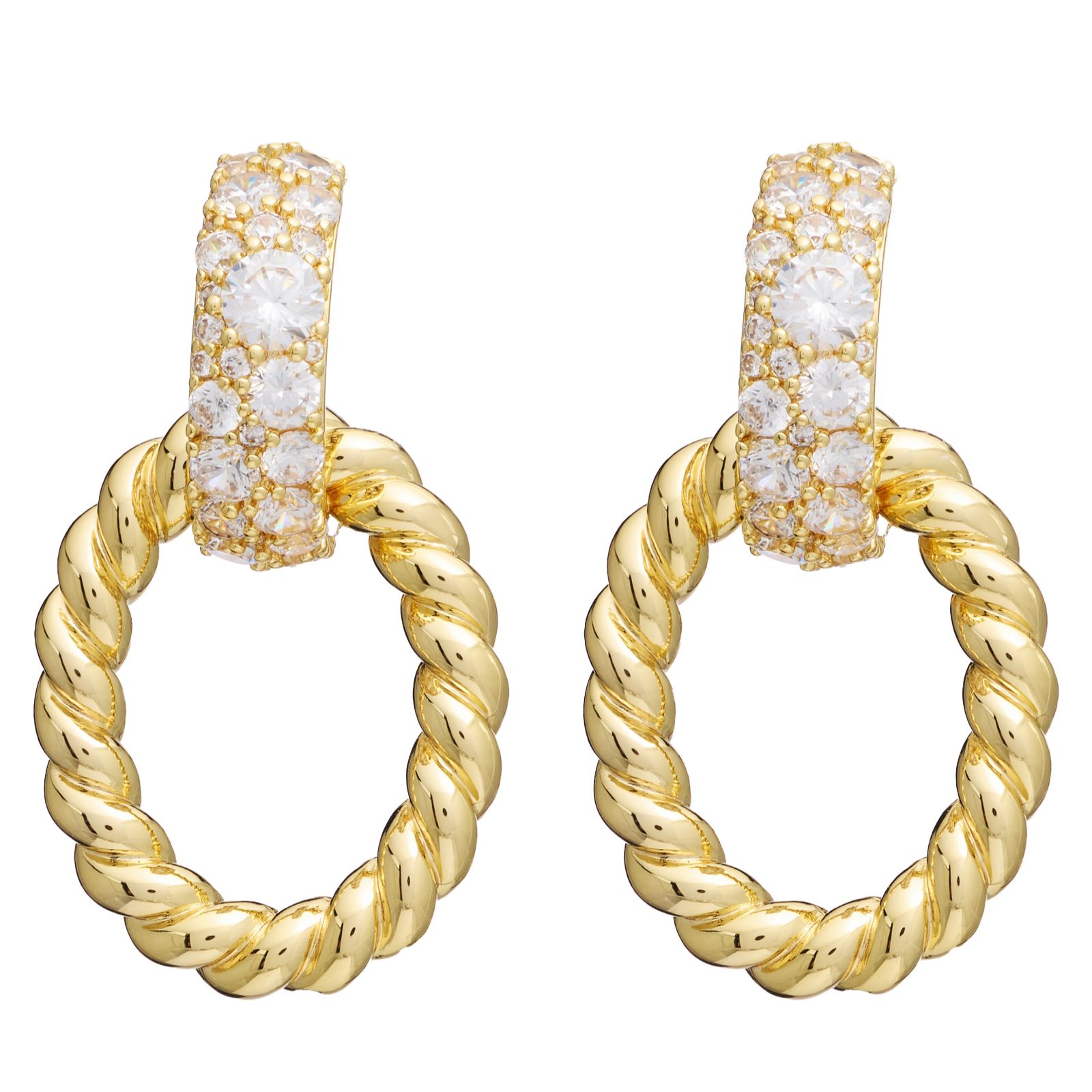 Paul Costelloe for Diamonique Pave Twist Drop Earrings