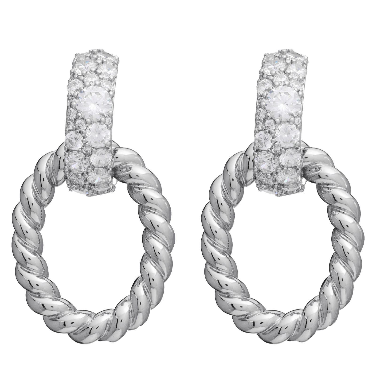 Paul Costelloe for Diamonique Pave Twist Drop Earrings