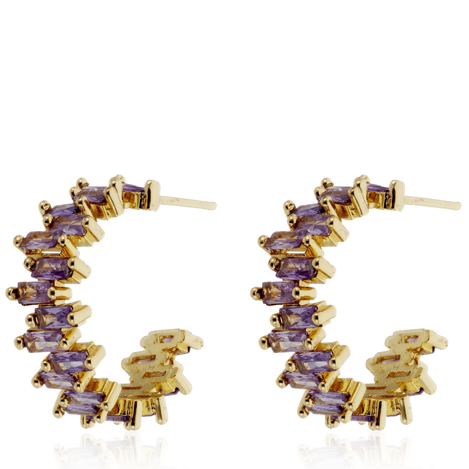Butler & Wilson Irregular Baguette Crystal Hoop Earrings