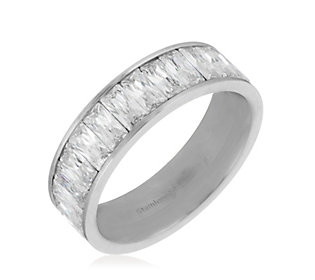 Steel by Diamonique Baguette Band Ring Stainless Steel
