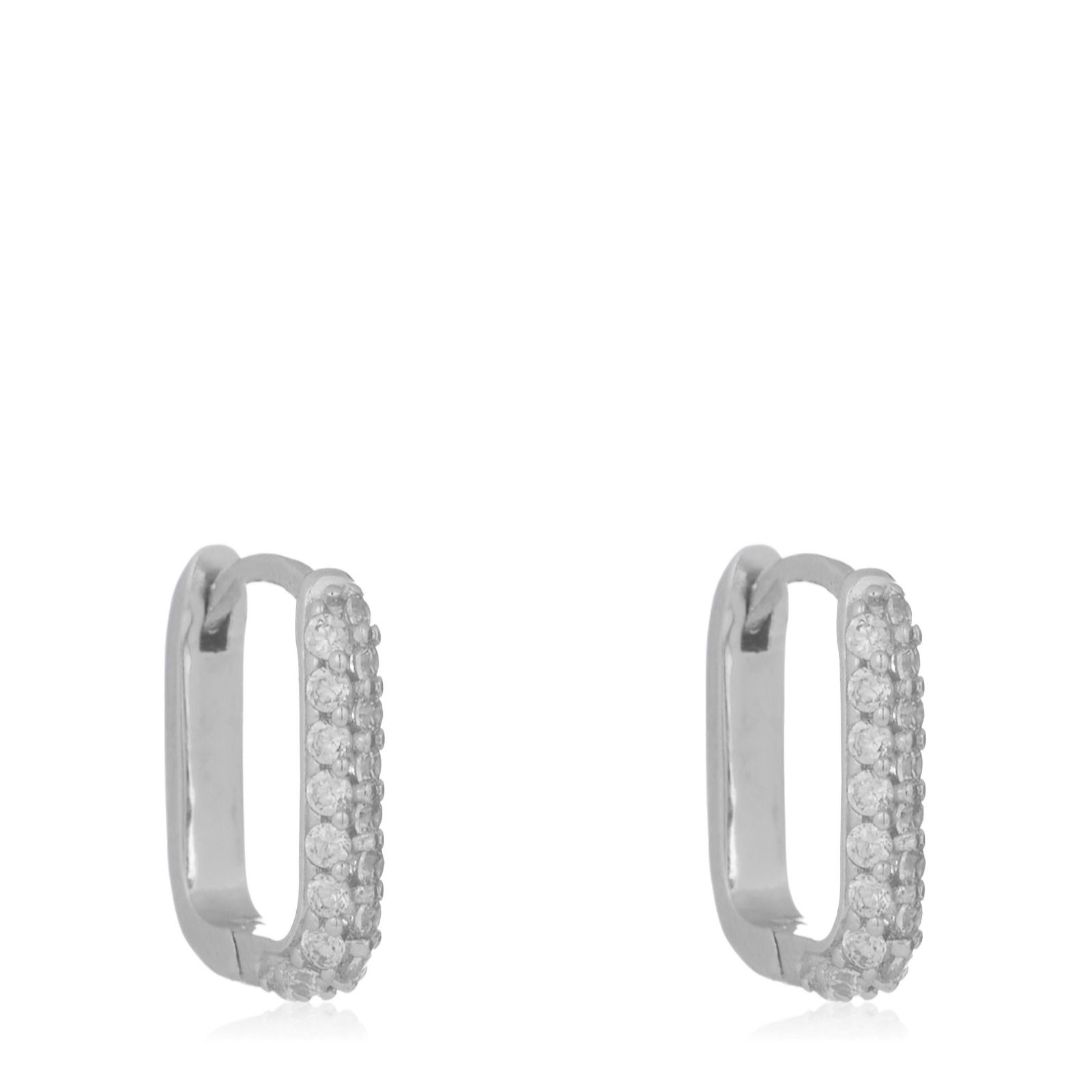 Diamonique 0.35ct tw Pave Hoop Earrings Sterling Silver - QVC UK