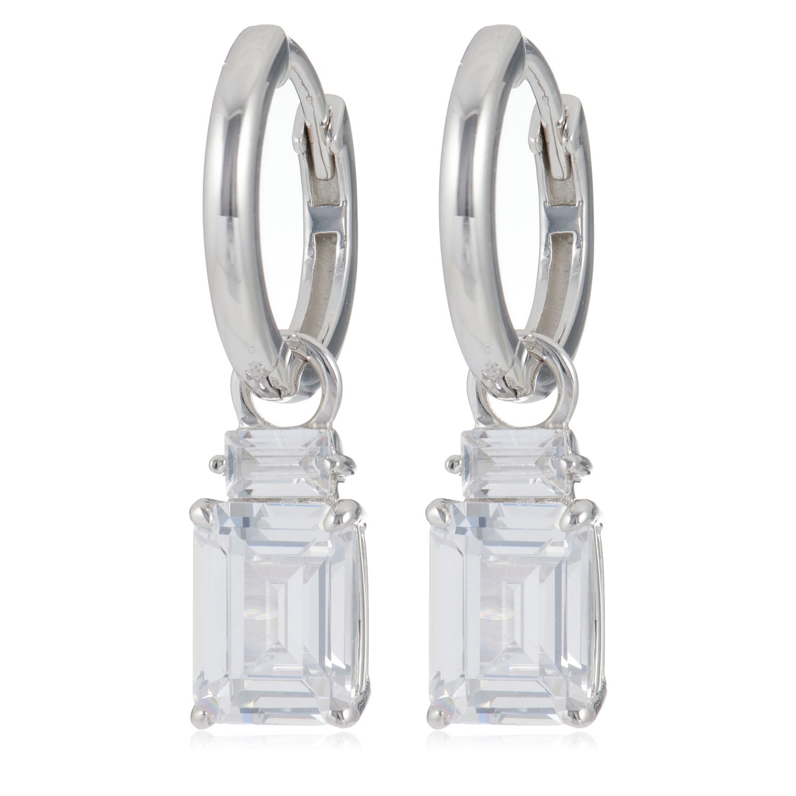 Diamonique 3.36ct tw Emerald Cut Earrings Sterling Silver