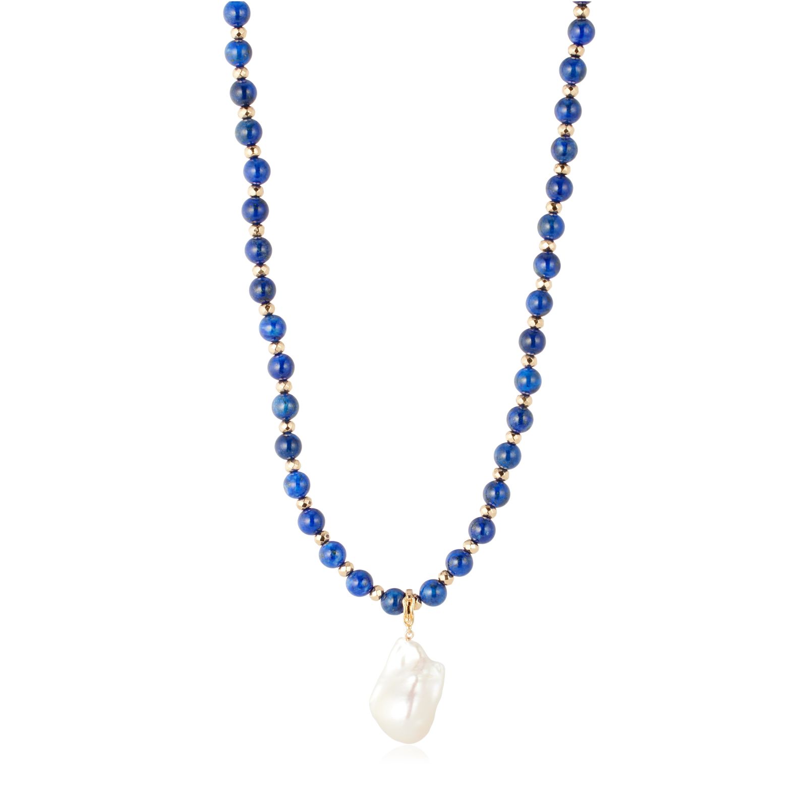 Lara Pearl Nucleated Pearl Pendant & Hematite Bead Necklace