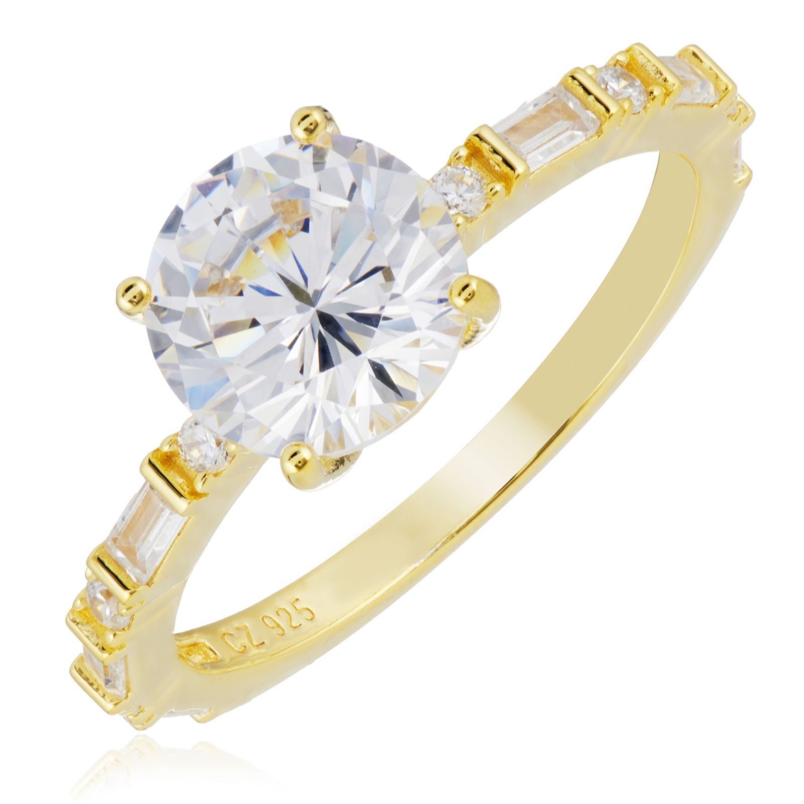 Diamonique 2.5ct tw Mixed Cut Solitaire Ring Sterling Silver