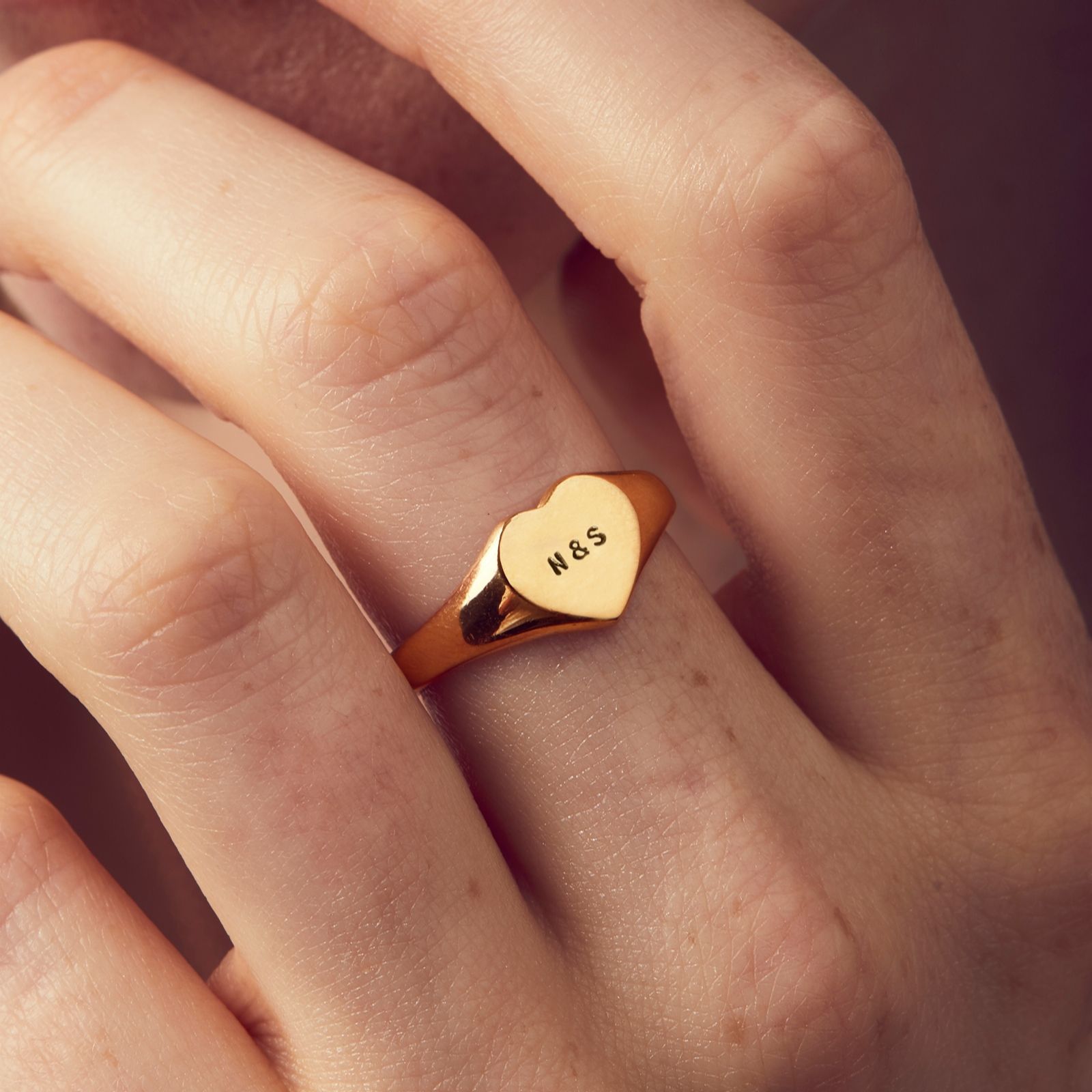 Posh Totty Designs Make it Personal Hand Stamped Heart Signet Ring