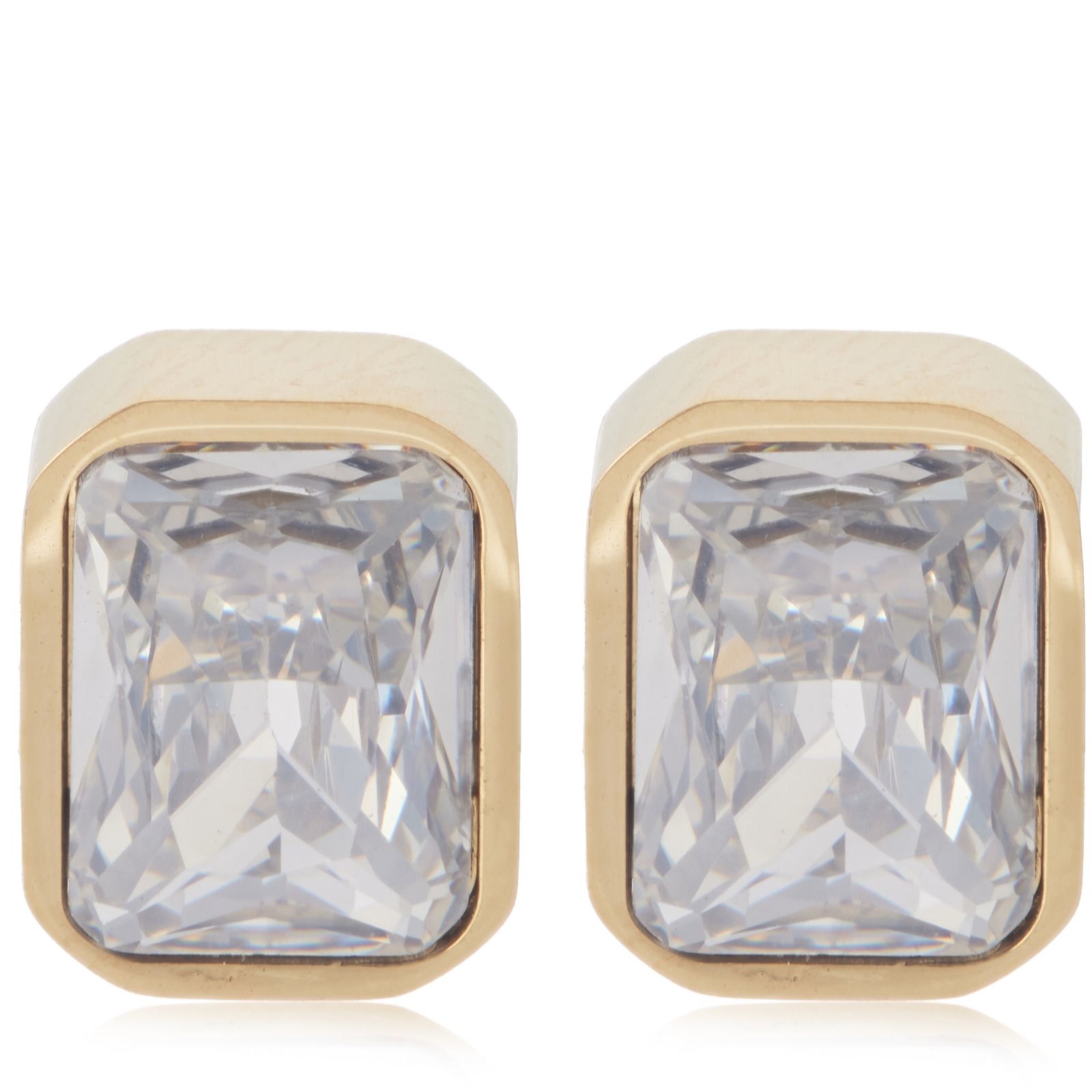 Steel by Diamonique Cushion Stud Earrings Stainless Steel