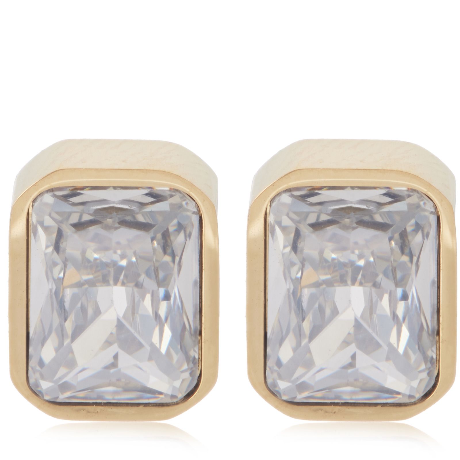 Steel by Diamonique Cushion Stud Earrings Stainless Steel