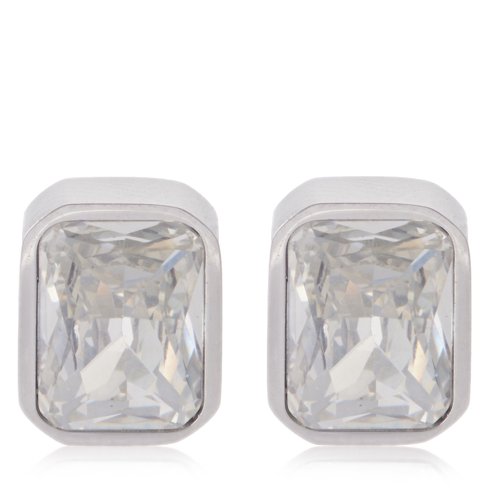 Steel by Diamonique Cushion Stud Earrings Stainless Steel