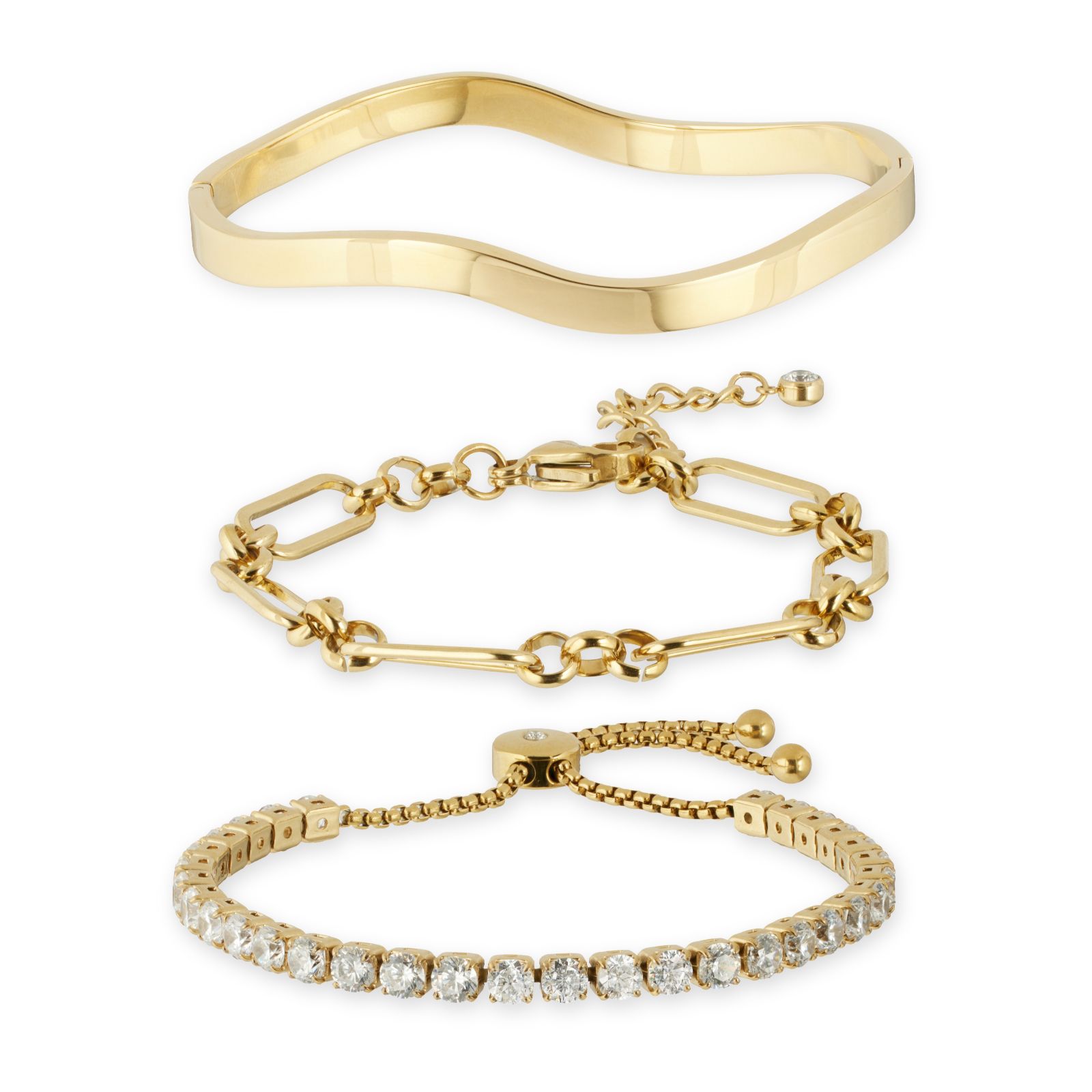 Steel by Diamonique Sara Davies Boxed Bracelet Stack set