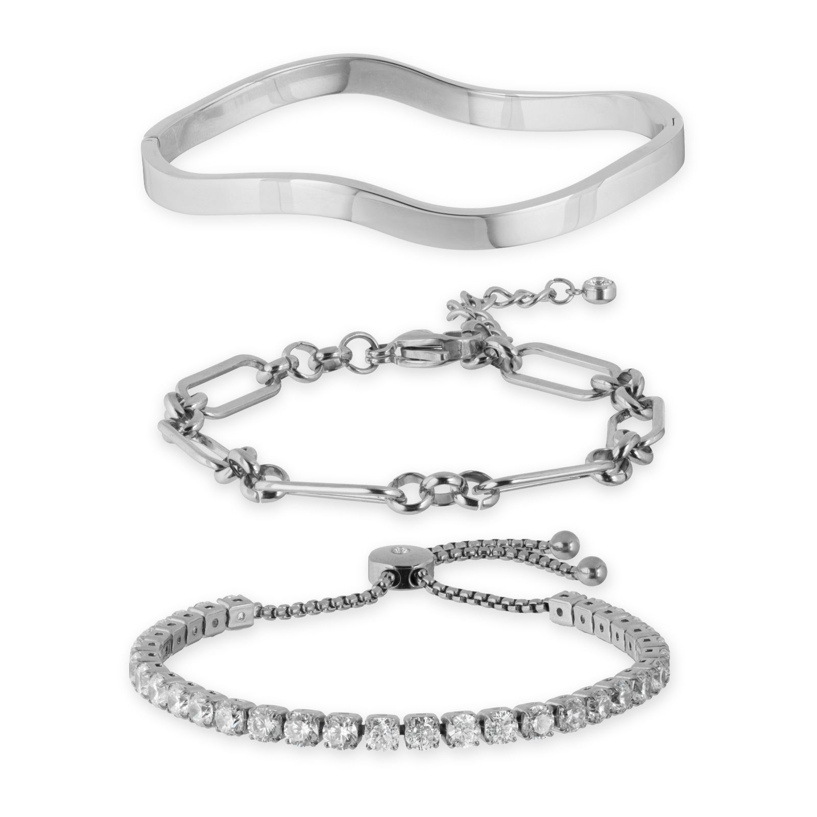 Steel by Diamonique Sara Davies Boxed Bracelet Stack set