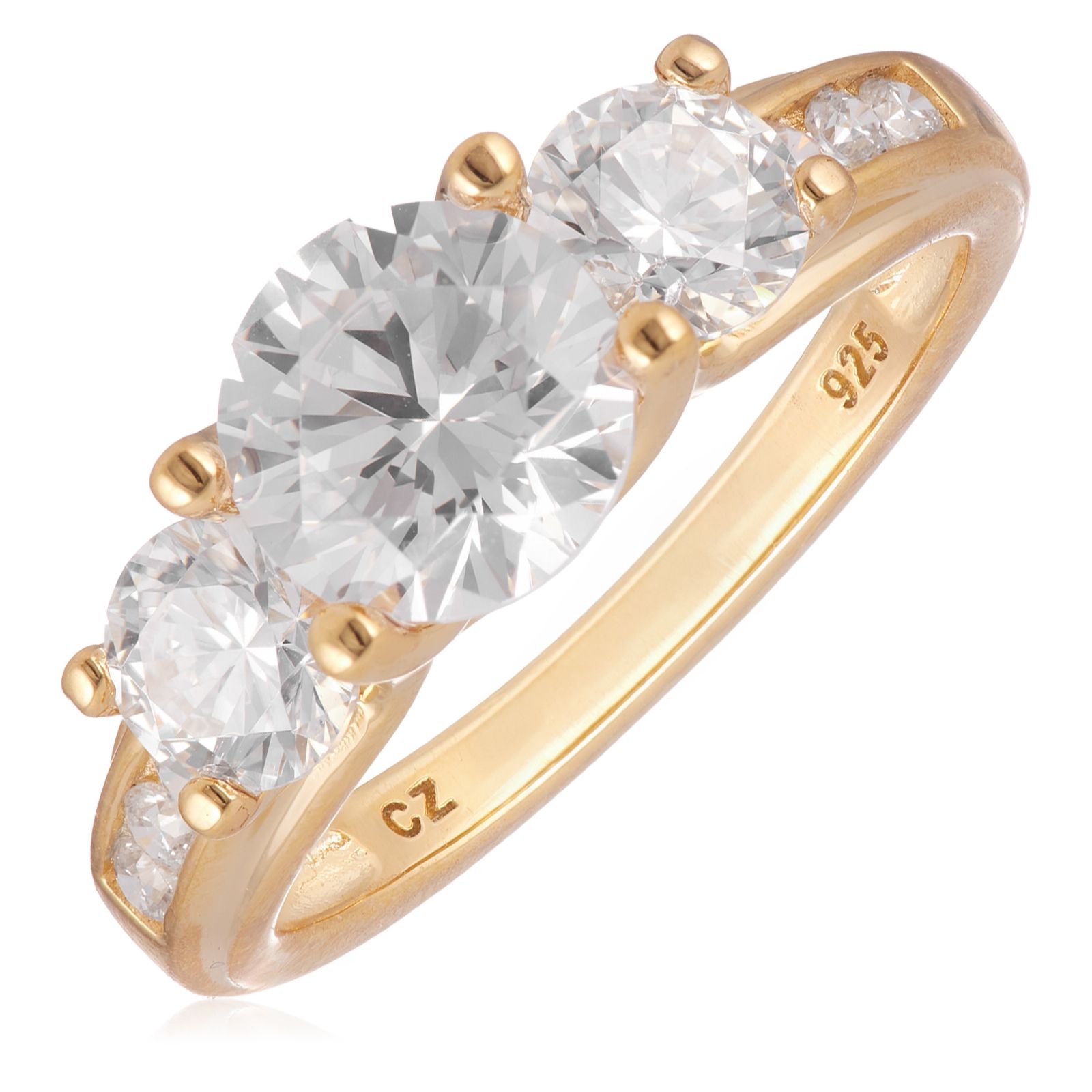 Diamonique 2.8ct tw Anniversary Trilogy Ring Sterling Silver