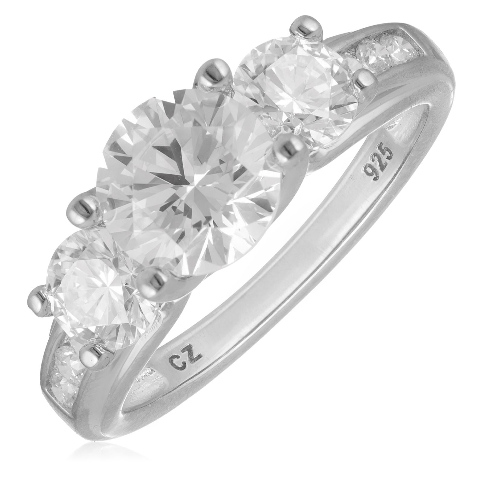 Diamonique 2.8ct tw Anniversary Trilogy Ring Sterling Silver
