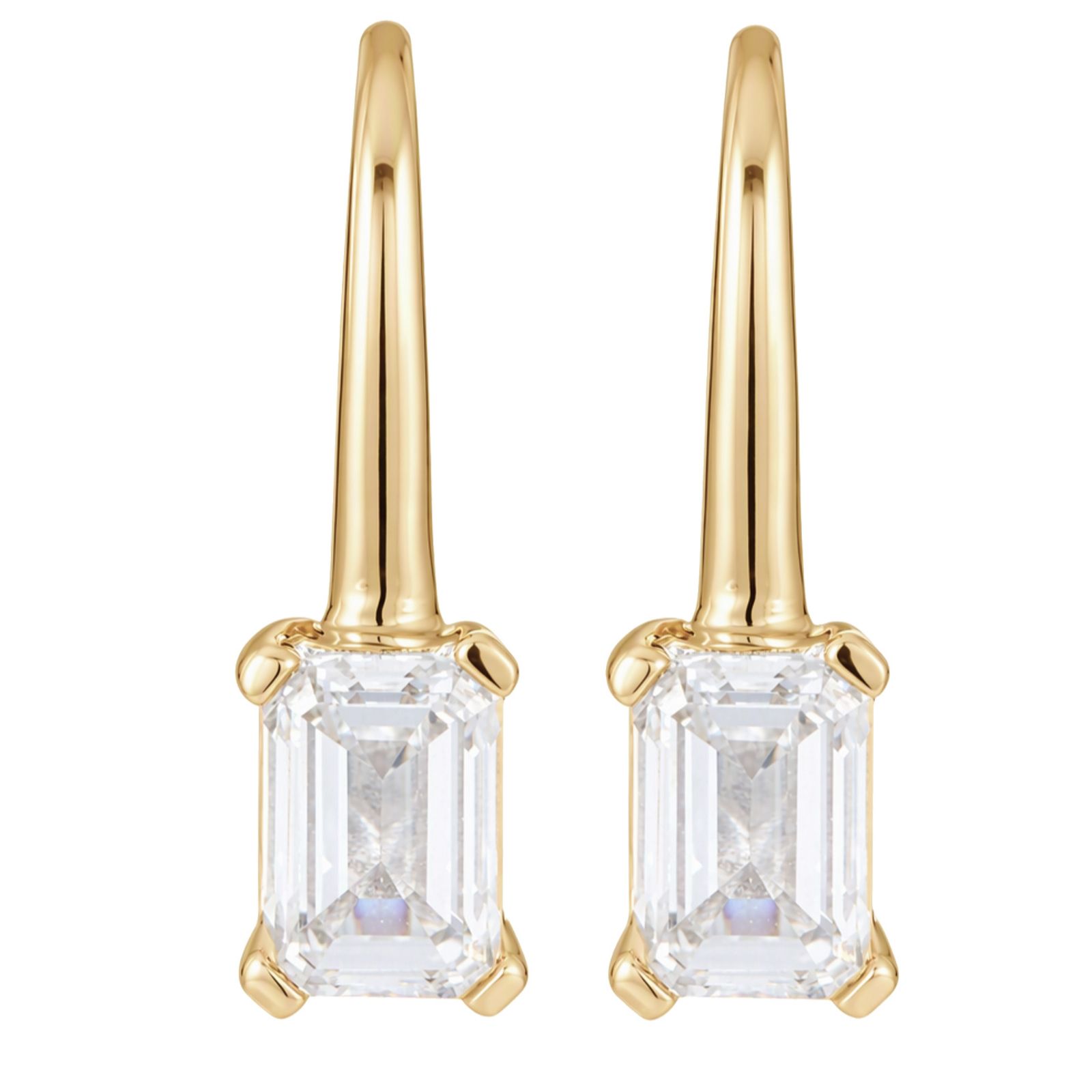 Fire Light 1ct Lab Grown Diamond Emerald Cut Leverback Earrings 9ct Gold