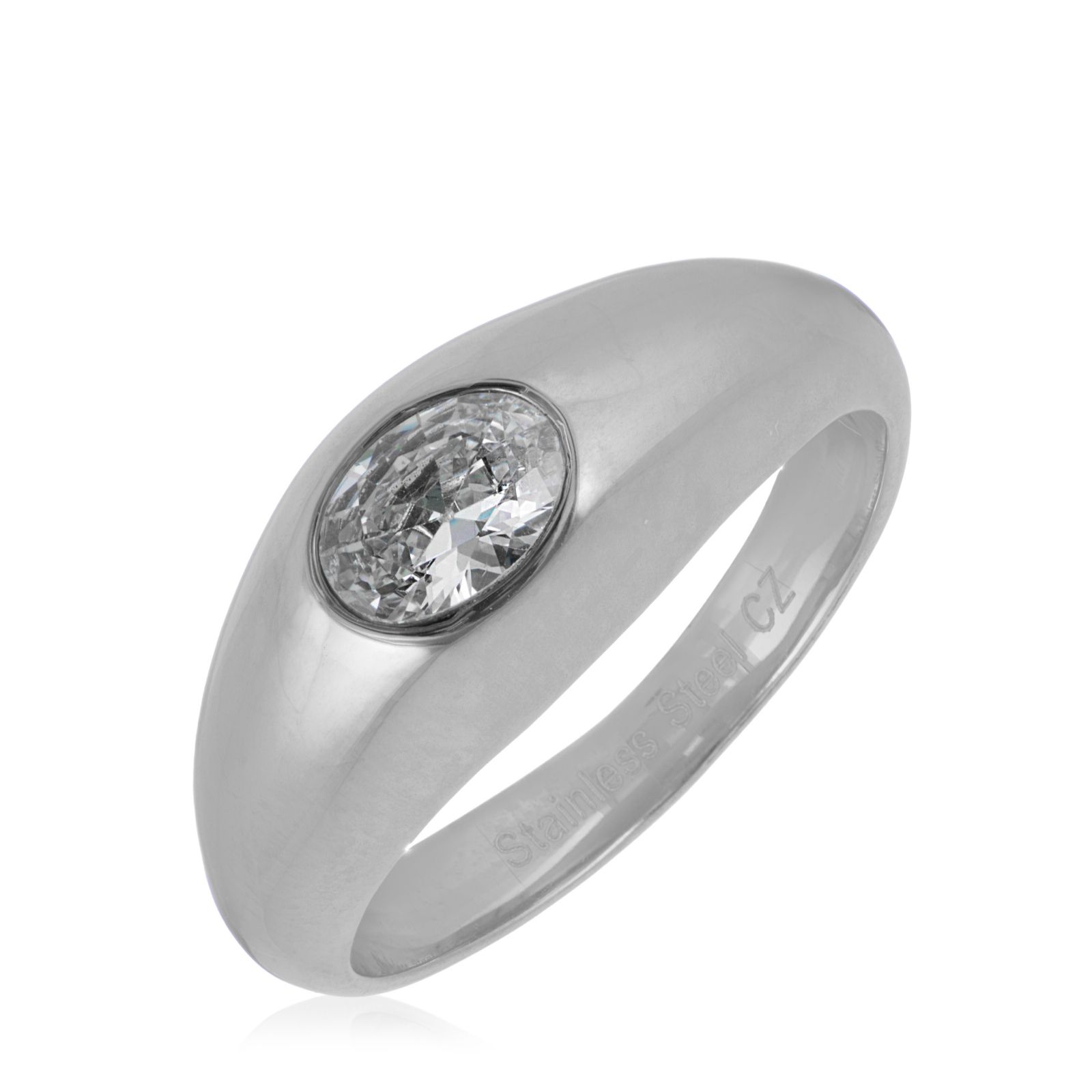 Steel by Diamonique Domed Band Ring Stainless Steel