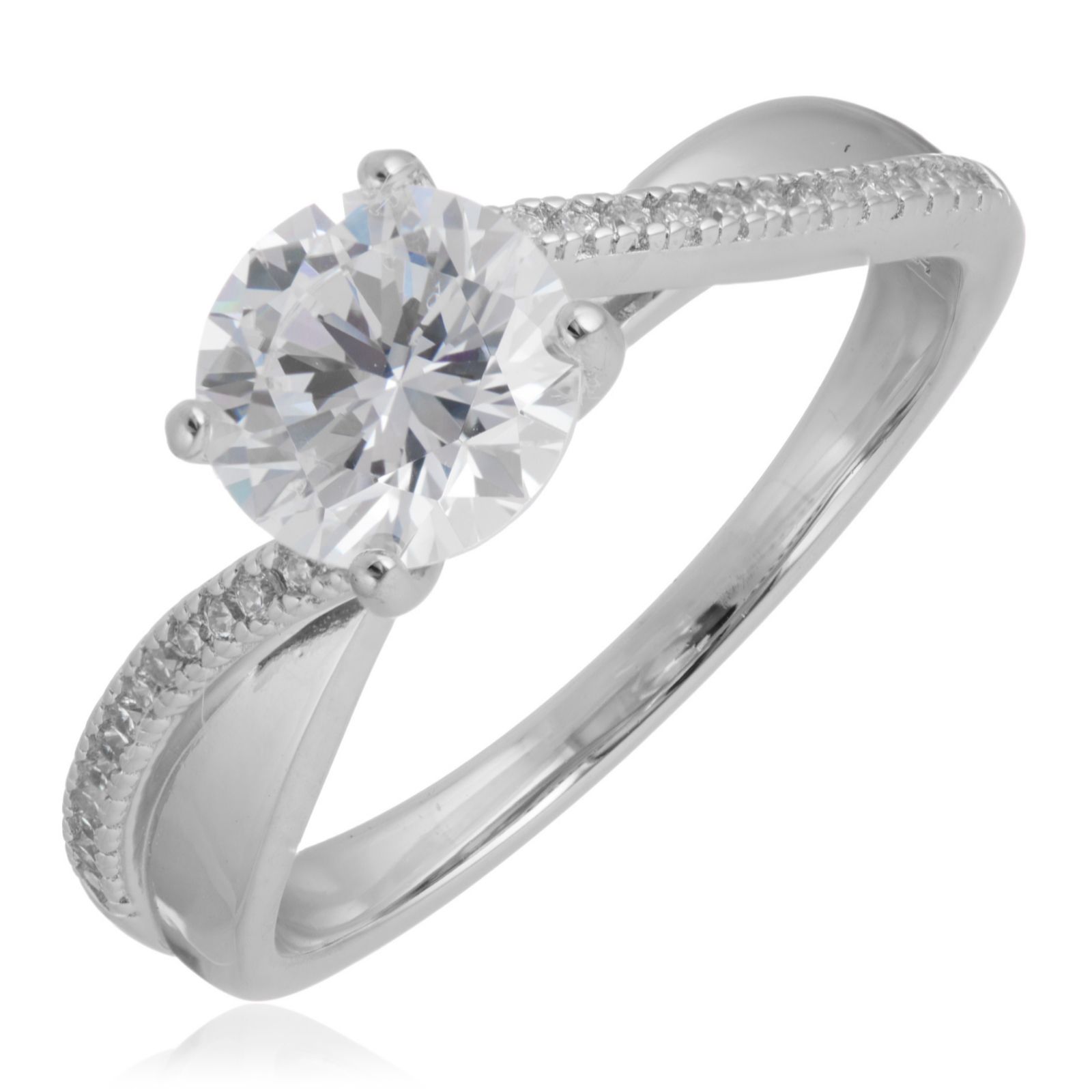 Diamonique 1.63ct tw Round Stone Solitaire Ring Sterling Silver