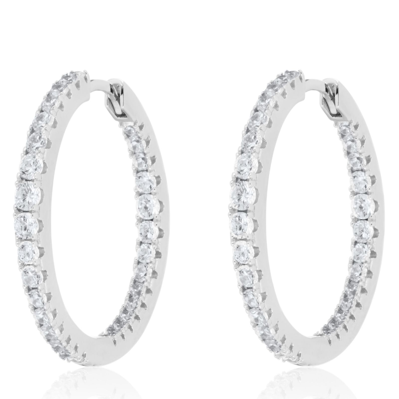 Diamonique 1.4ct tw Hoop Earrings Sterling Silver