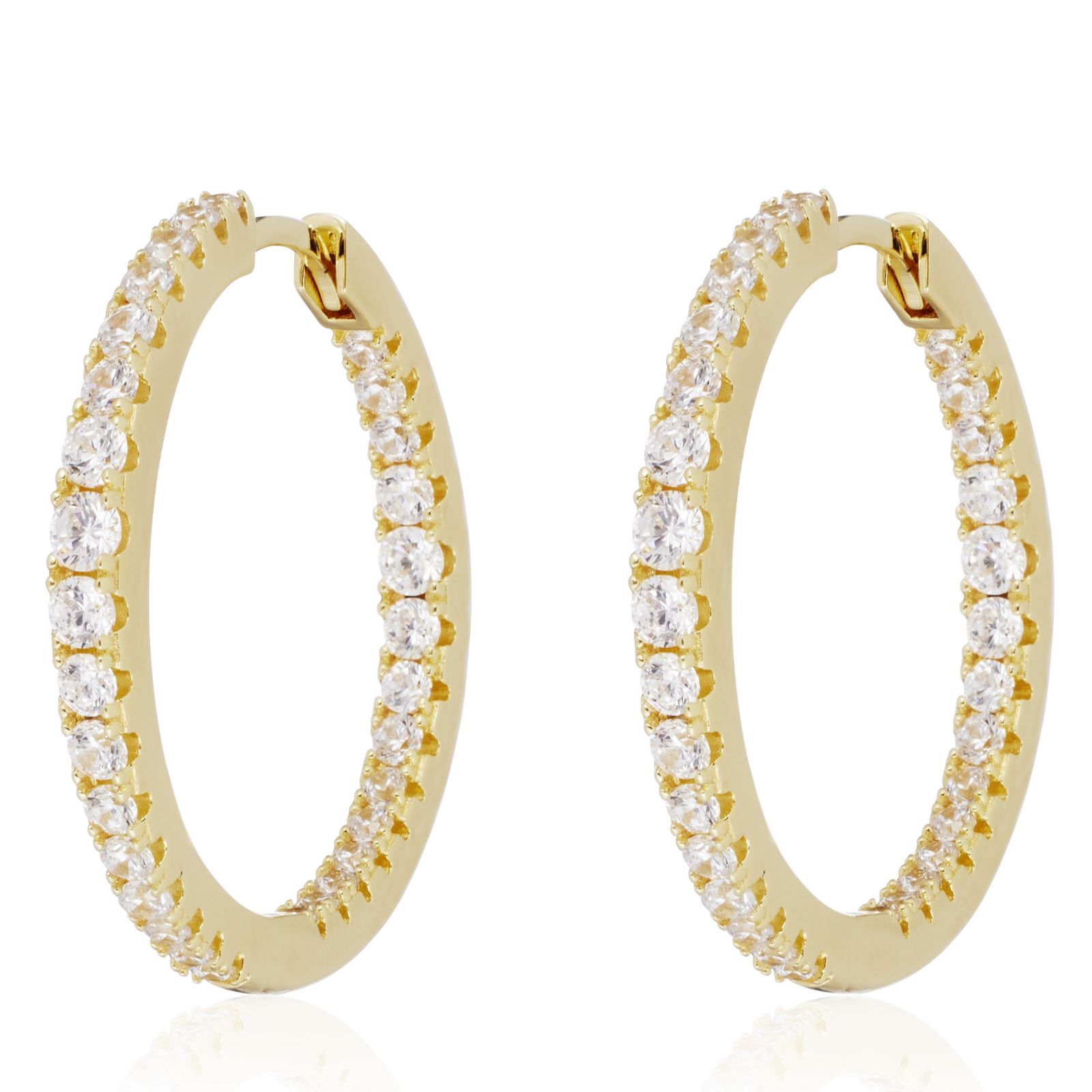 Diamonique 1.4ct tw Hoop Earrings Sterling Silver