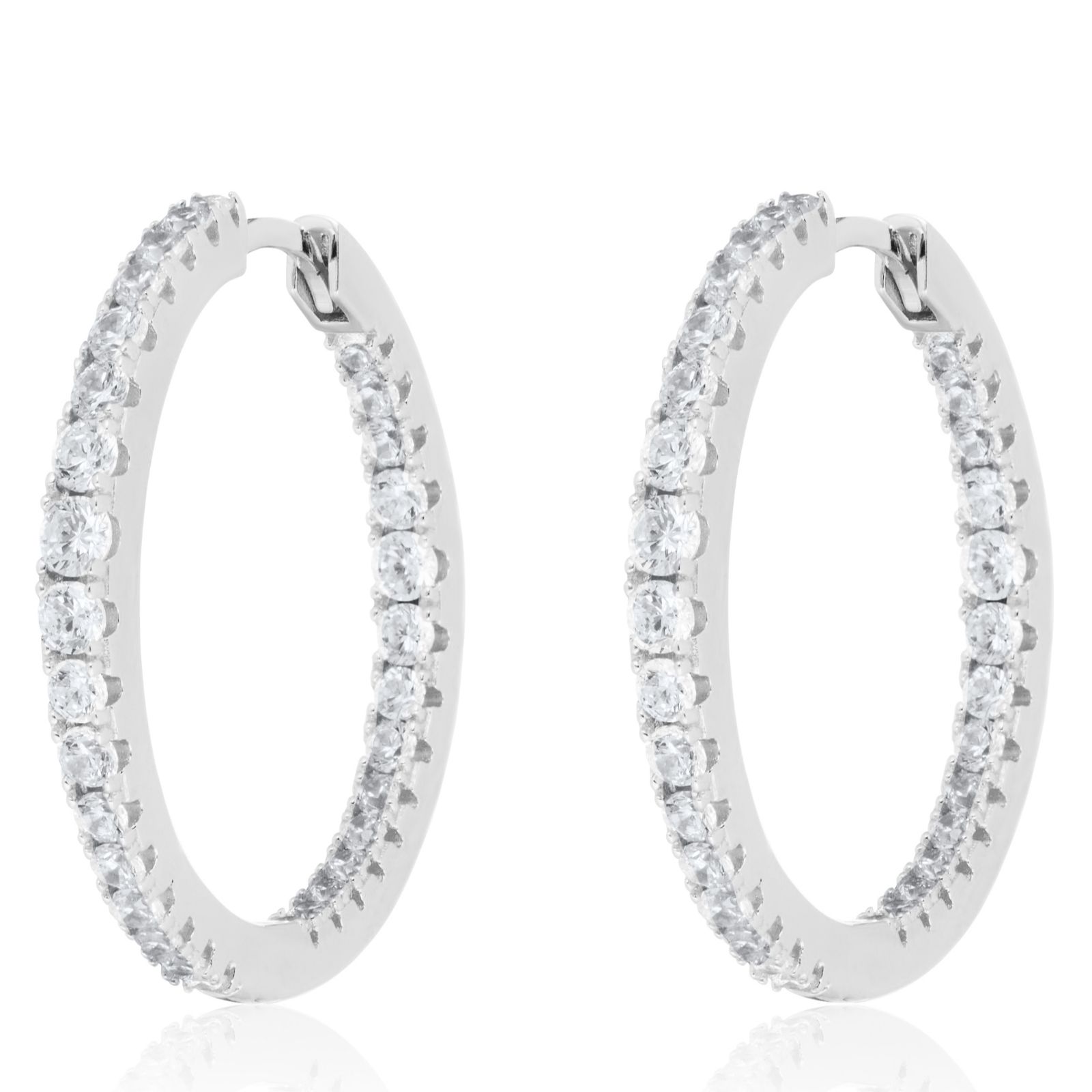 Diamonique 1.4ct tw Hoop Earrings Sterling Silver