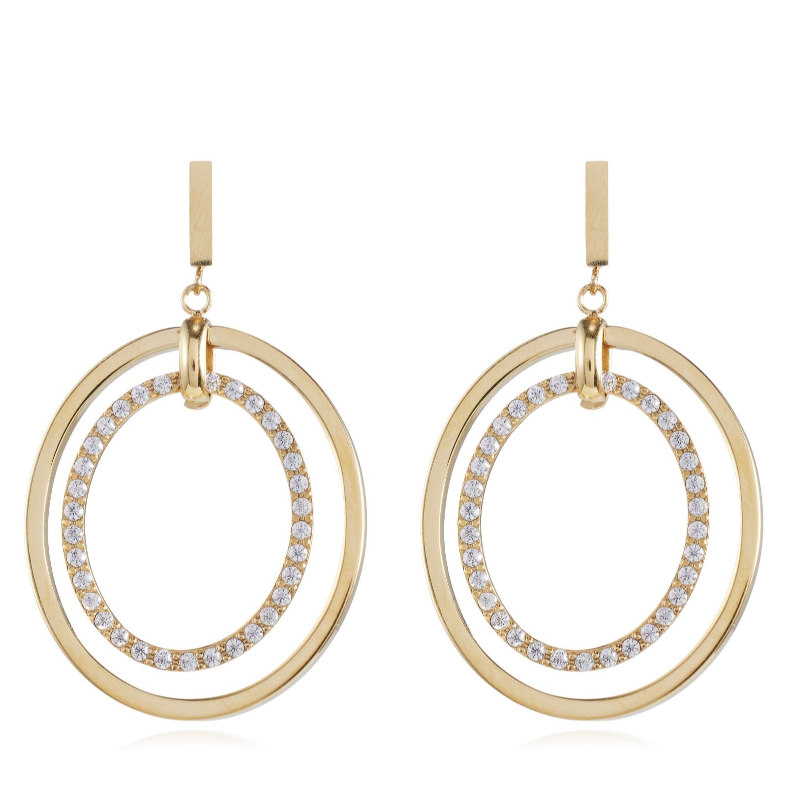 Steel by Diamonique Circle Drop Earrings Stainless Steel