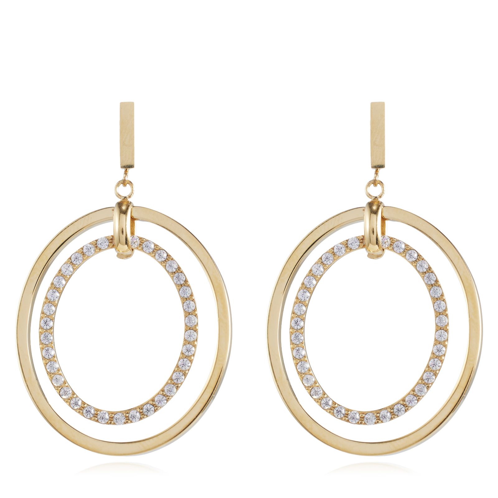 Steel by Diamonique Circle Drop Earrings Stainless Steel