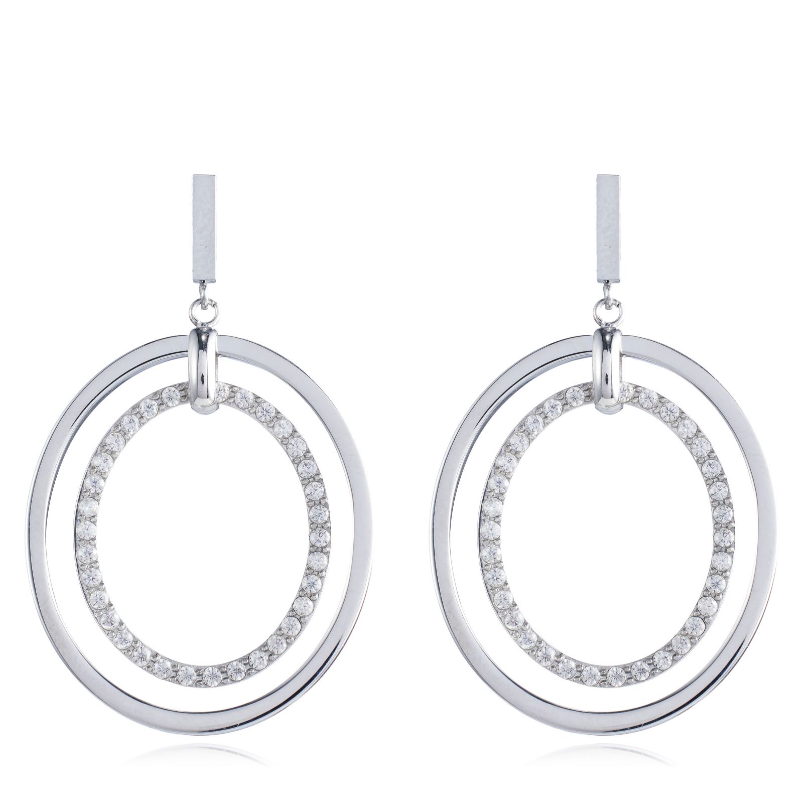 Steel by Diamonique Circle Drop Earrings Stainless Steel