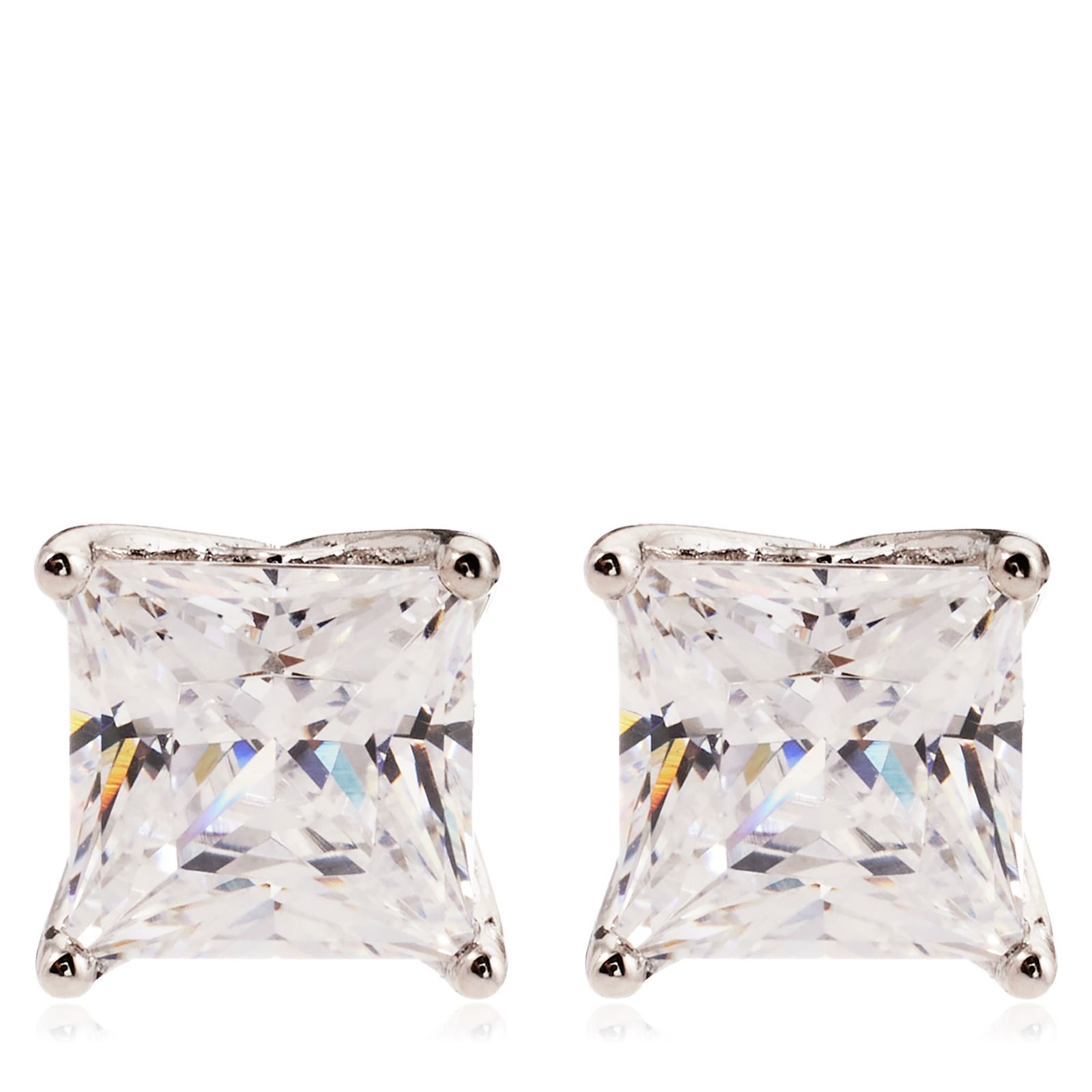Diamonique 2ct tw Platinum Plated Icon Stud Earrings Sterling Silver
