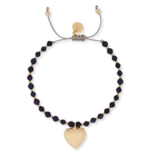 Malika Semi Precious Ball Bead Heart Charm Friendship Bracelet