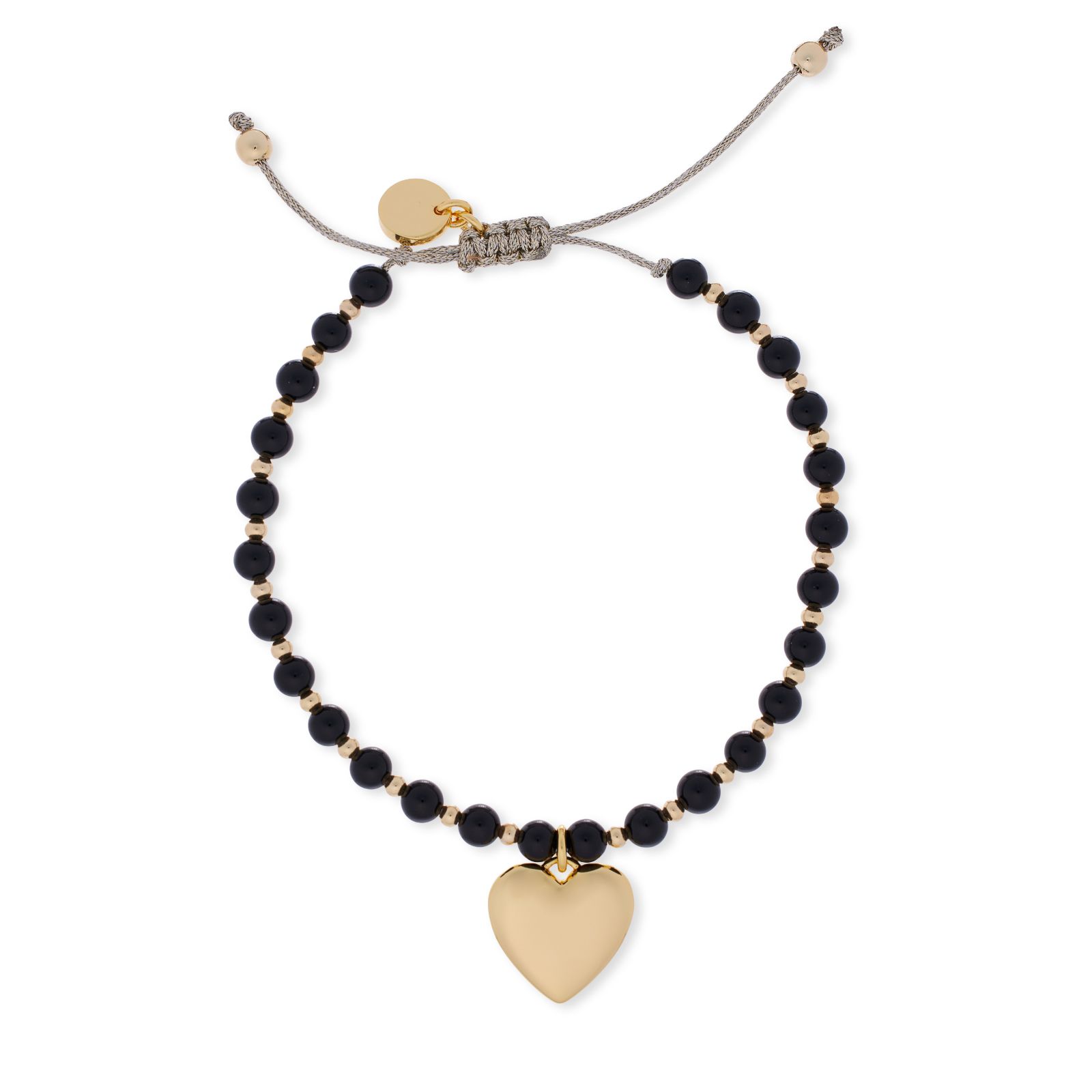 Malika Semi Precious Ball Bead Heart Charm Friendship Bracelet