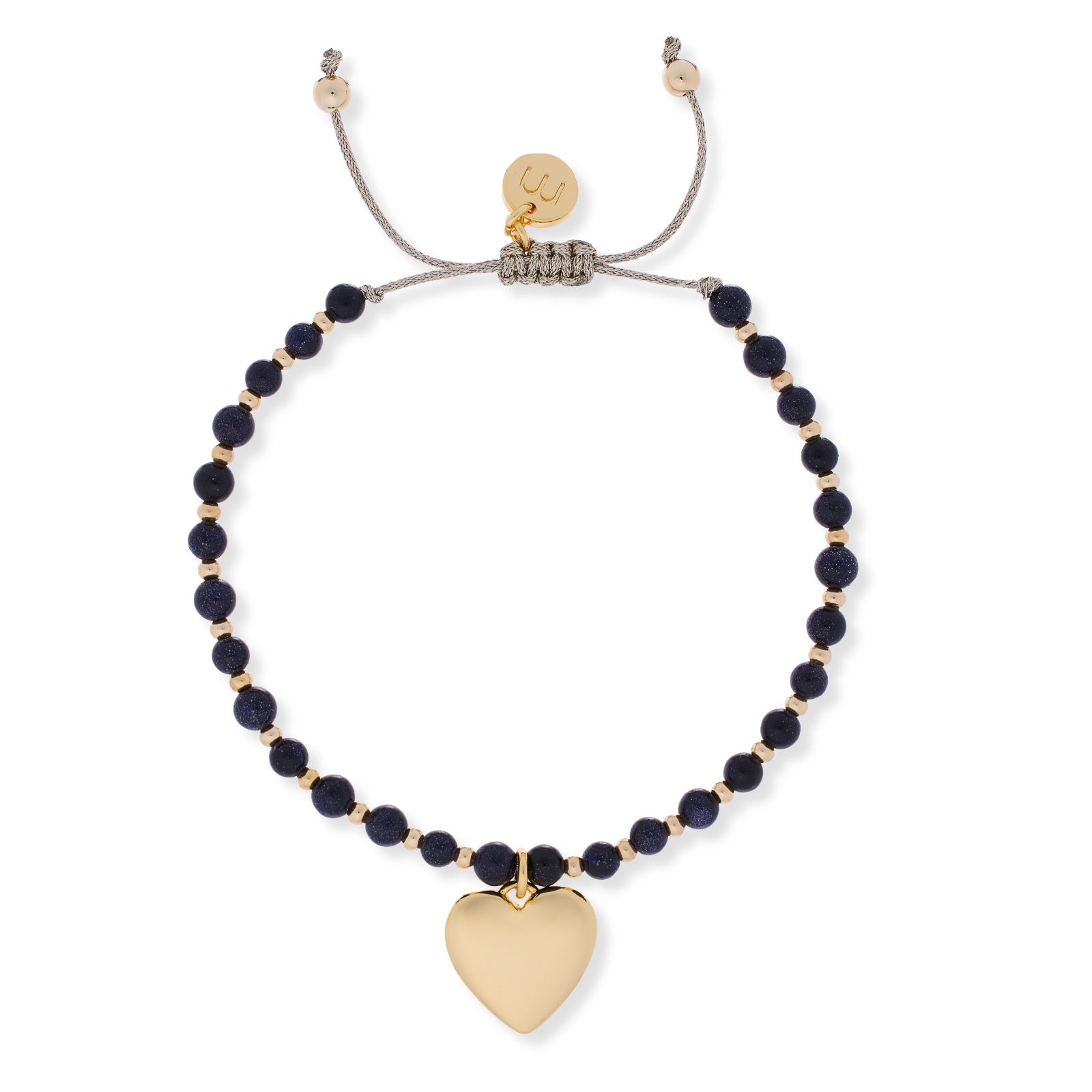 Malika Semi Precious Ball Bead Heart Charm Friendship Bracelet