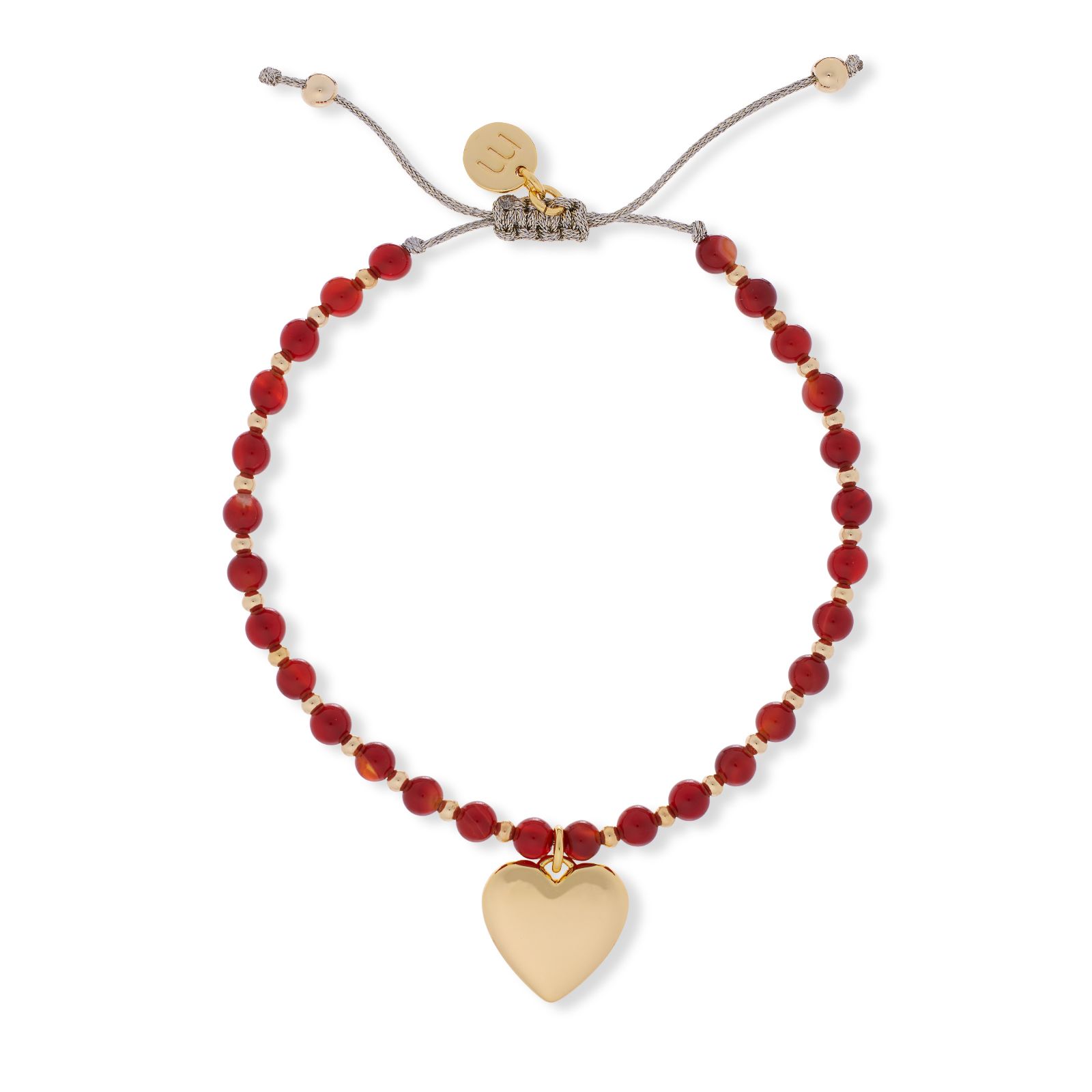 Malika Semi Precious Ball Bead Heart Charm Friendship Bracelet