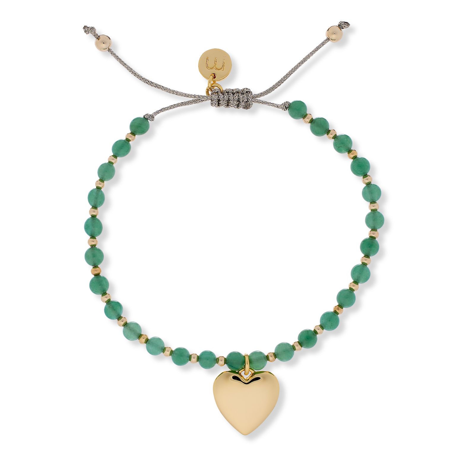 Malika Semi Precious Ball Bead Heart Charm Friendship Bracelet