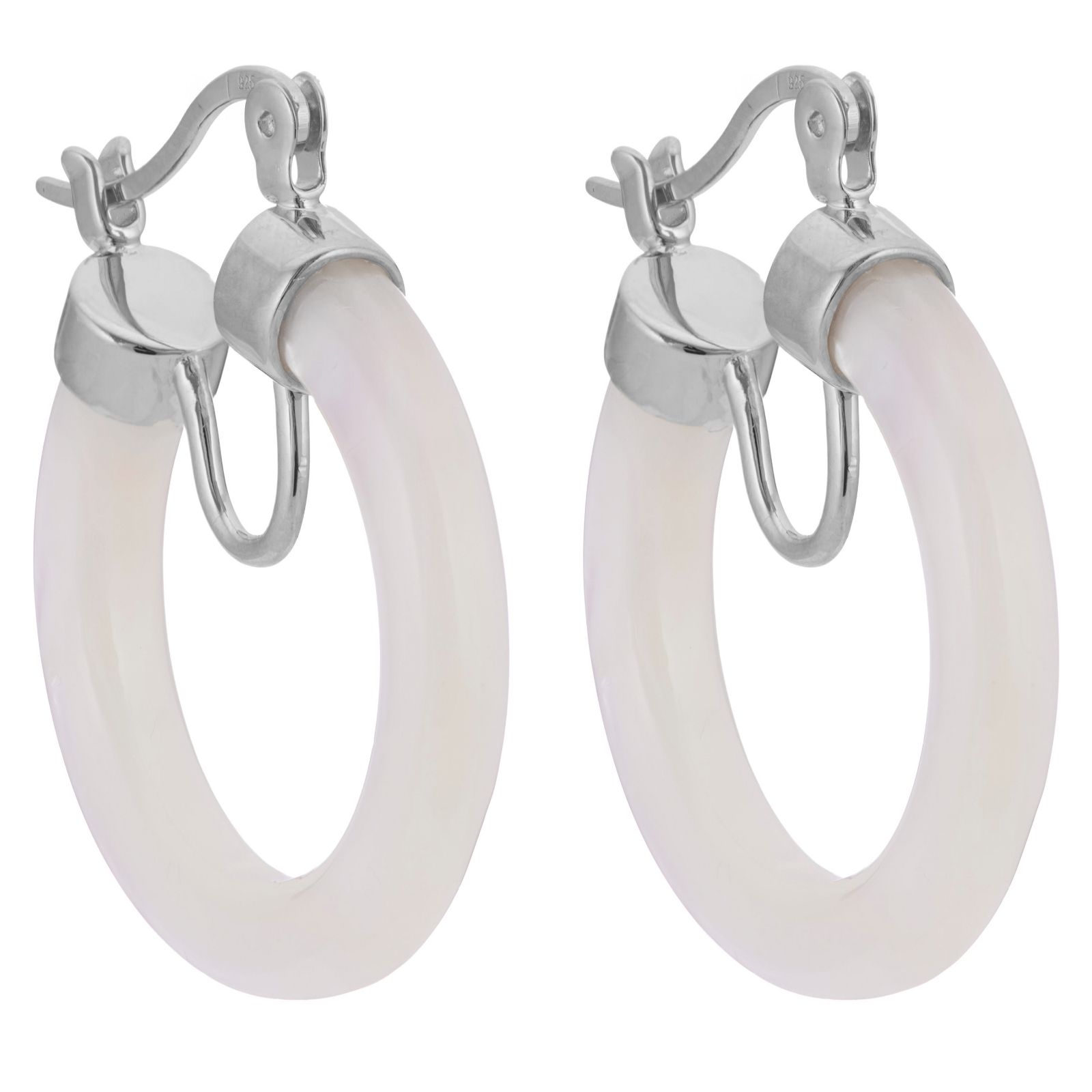 Lara Pearl Mother of Pearl Hoop Earring Sterling Silver