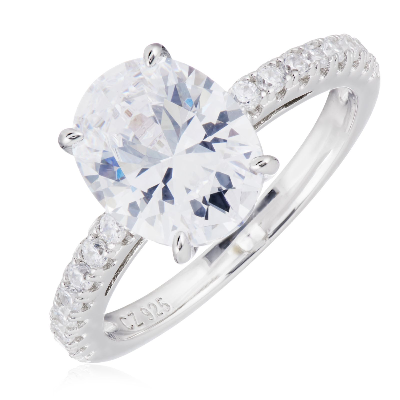 Diamonique 3ct Oval solitaire Ring Sterling Silver