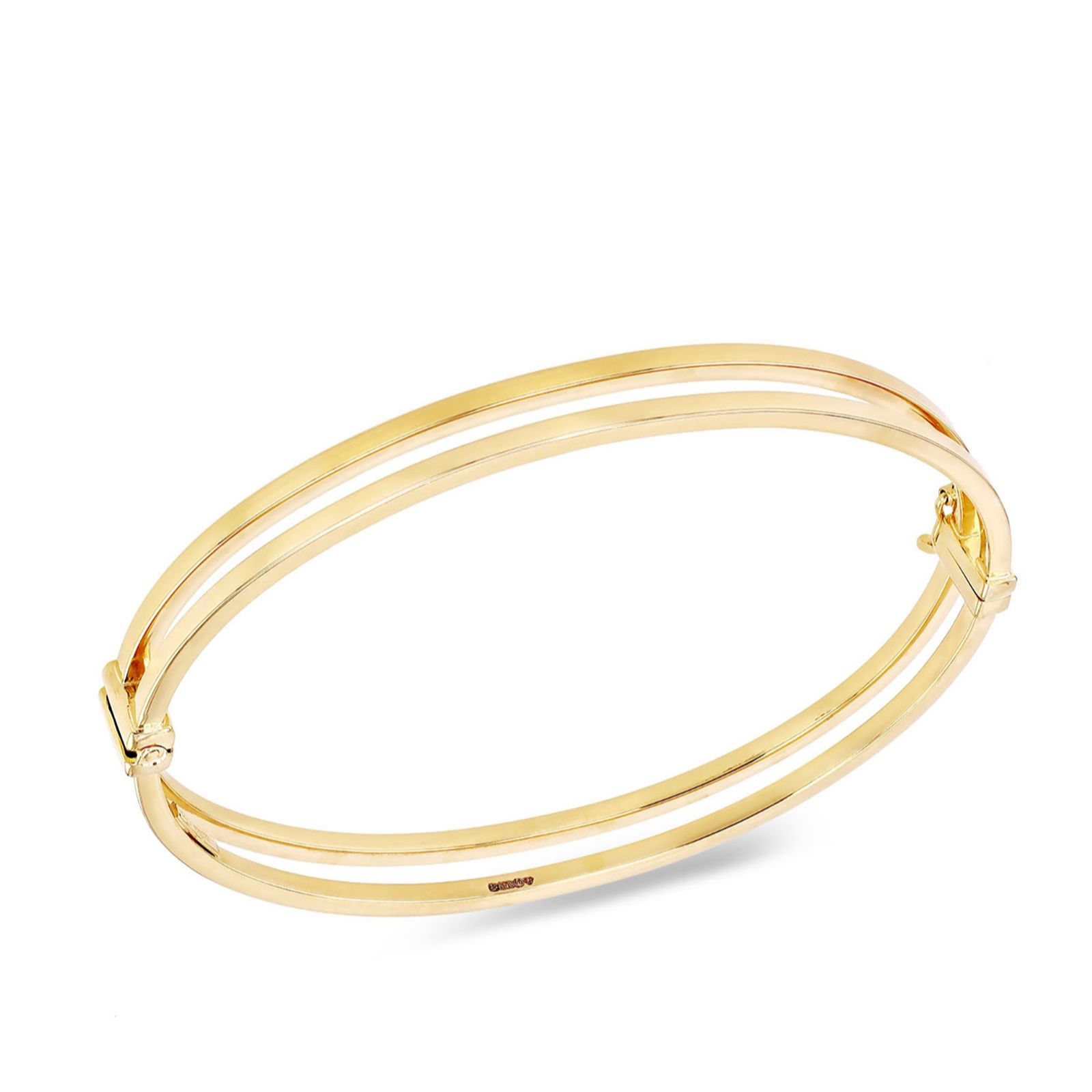 GOLD 9ct Gold Double Square Tube Bangle