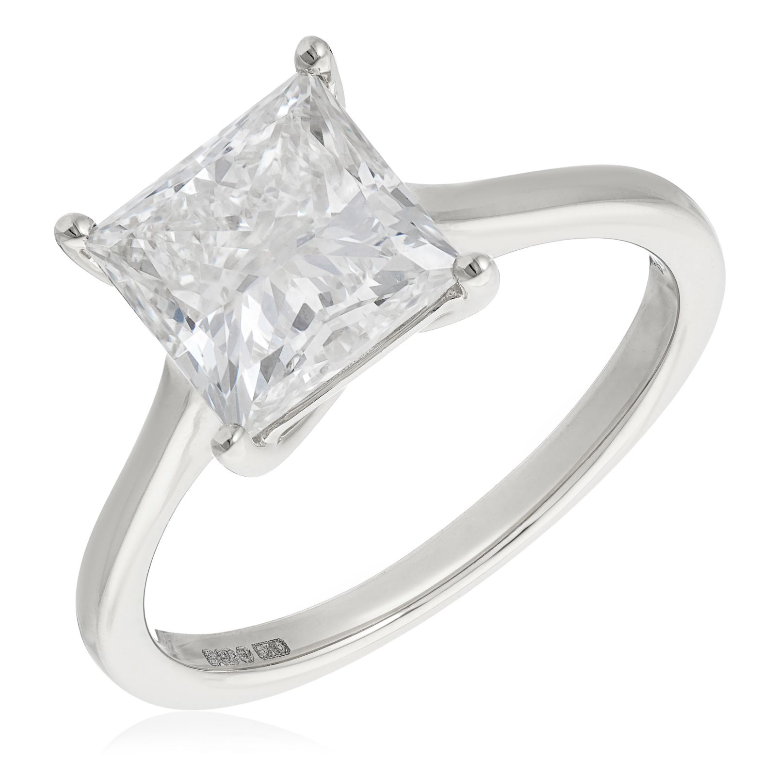 Fire Light 3ct Lab Grown Diamond Princess Cut Solitaire Ring 9ct Gold