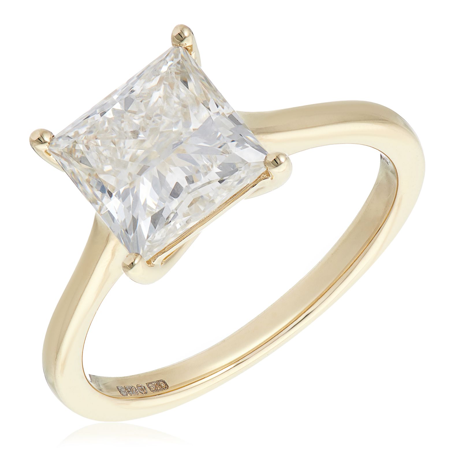 Fire Light 3ct Lab Grown Diamond Princess Cut Solitaire Ring 9ct Gold