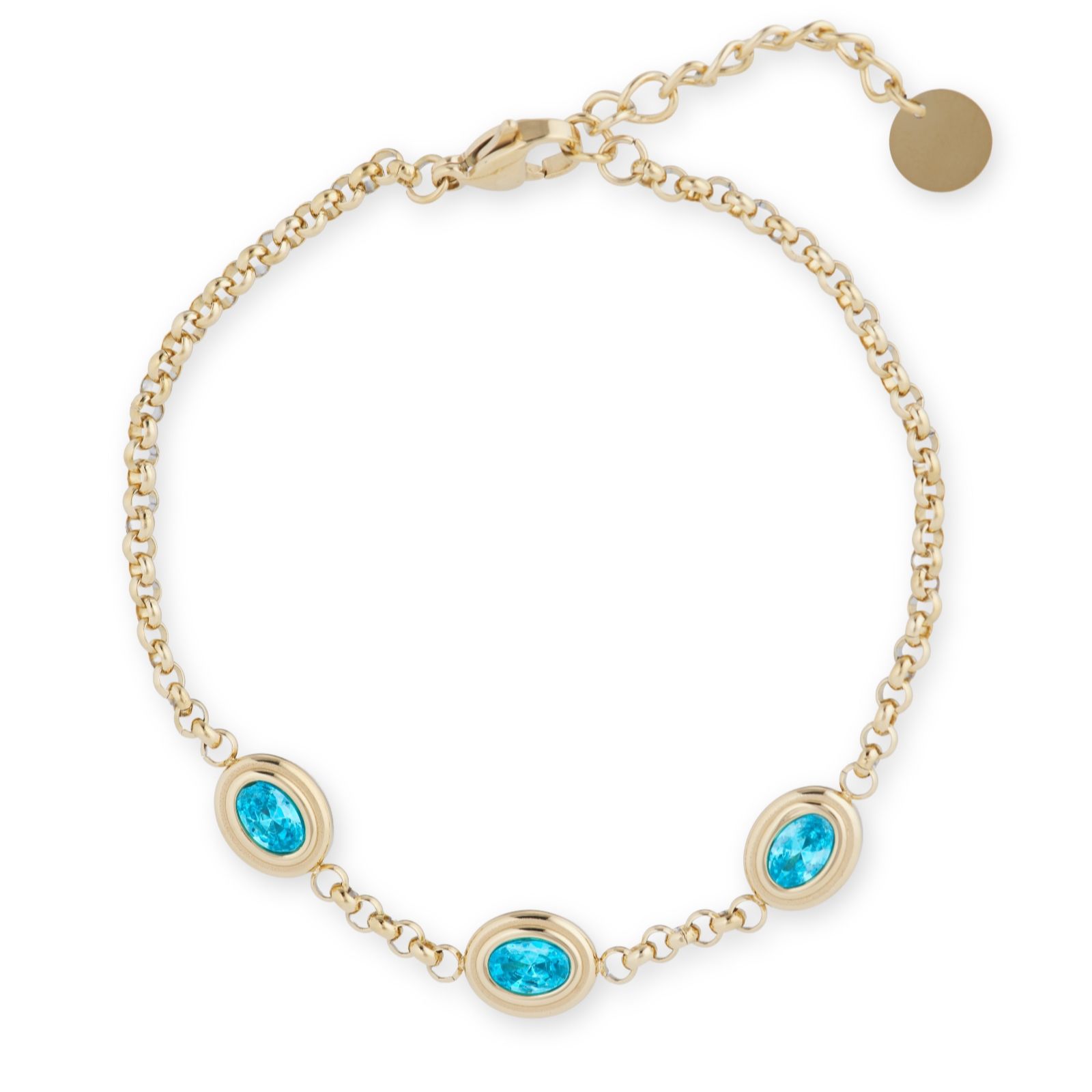 Steel by Diamonique Oval Stone Link Bracelet Stainless Steel