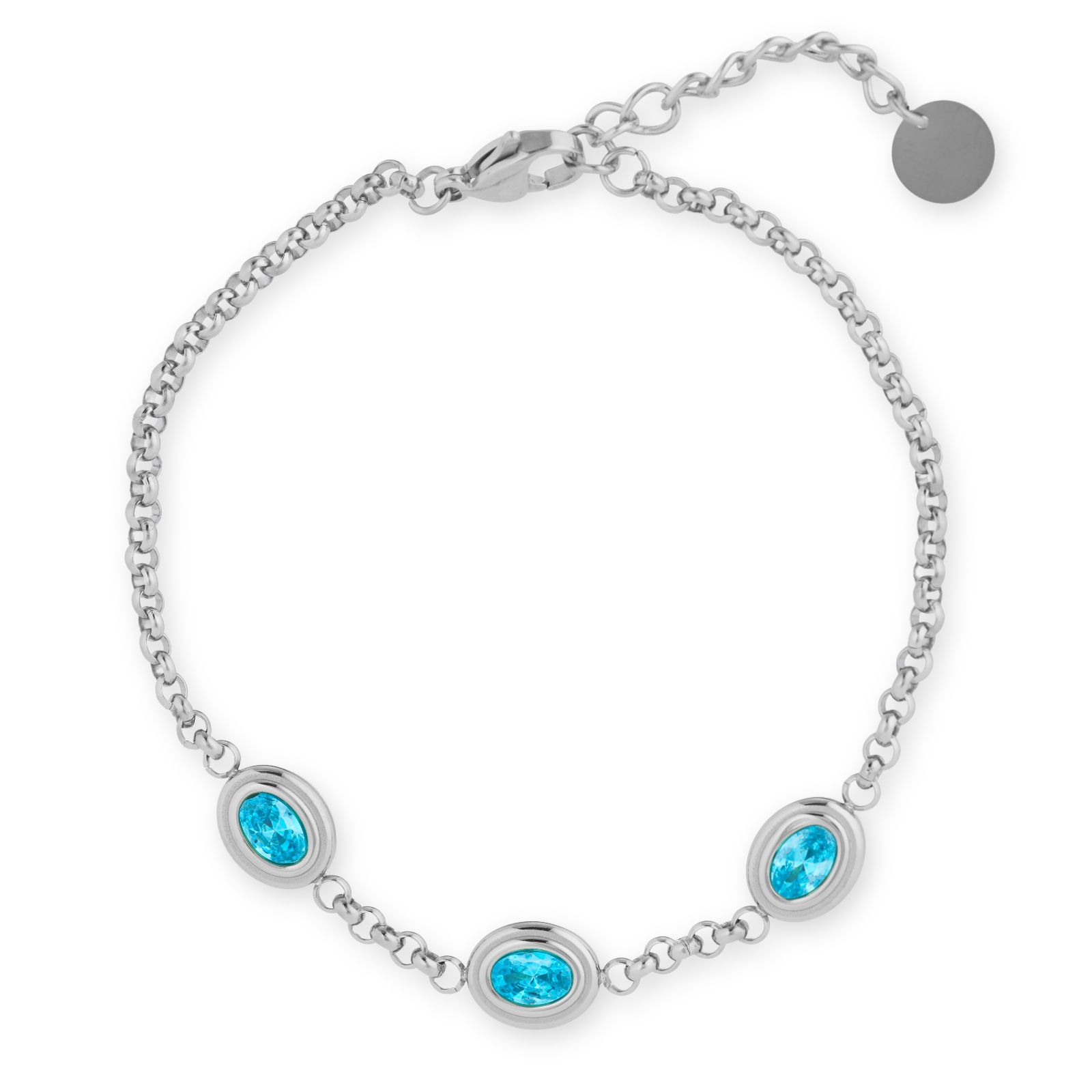 Steel by Diamonique Oval Stone Link Bracelet Stainless Steel
