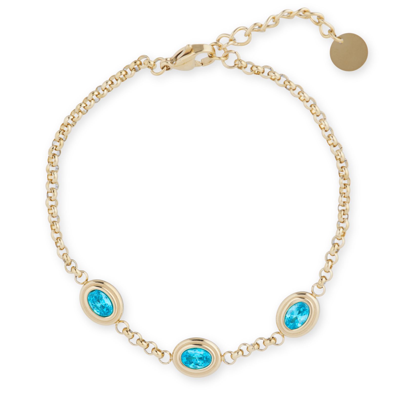 Steel by Diamonique Oval Stone Link Bracelet Stainless Steel