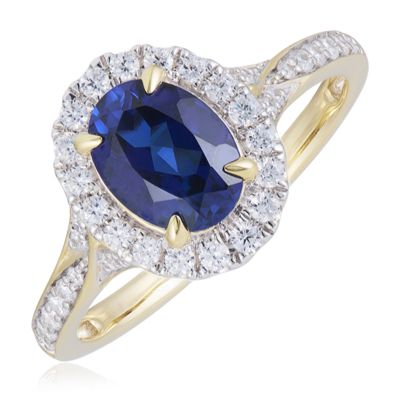 1.5ct Sapphire & 0.33ct Diamond Ring 9ct Gold