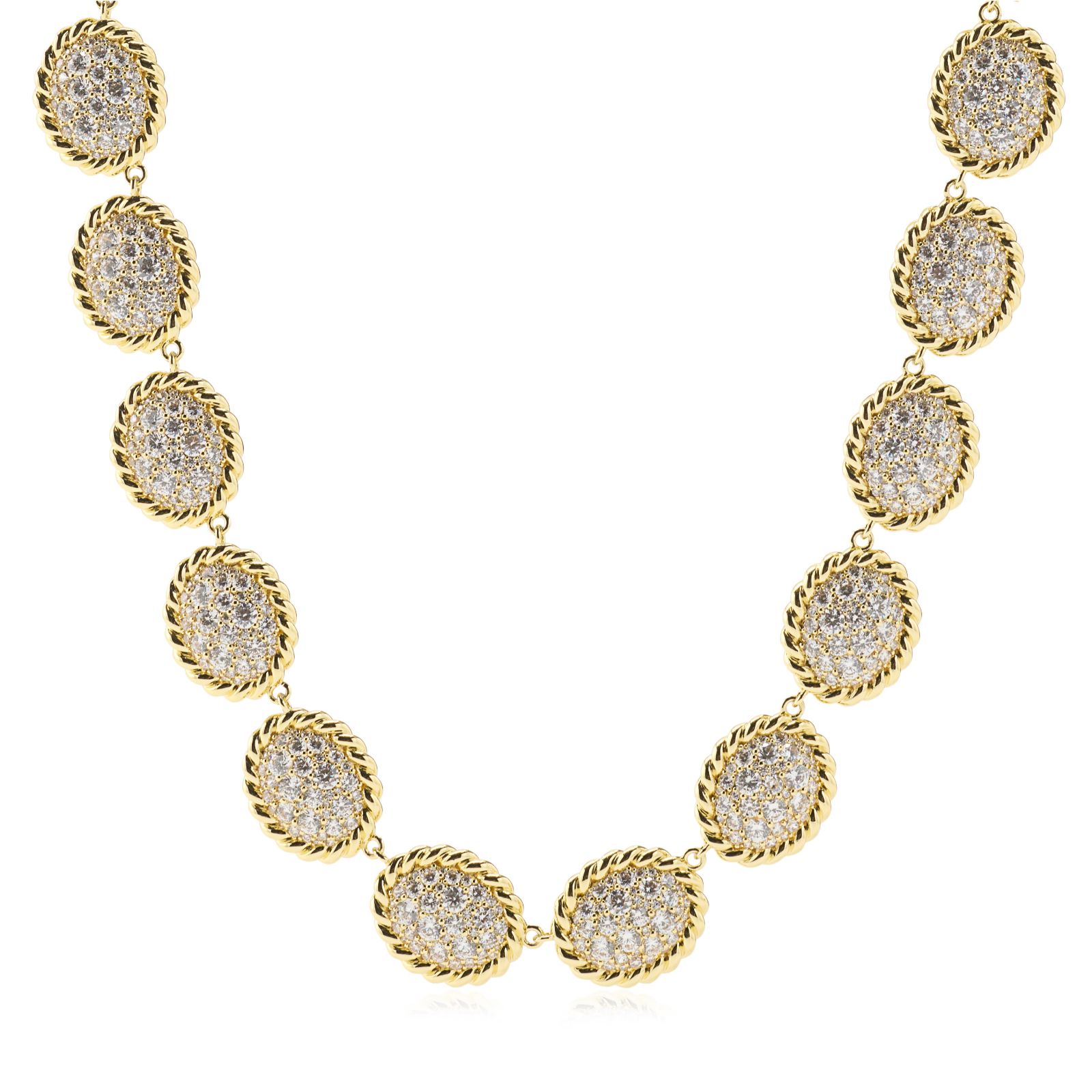 Paul Costelloe for Diamonique Pave Twist Chain Link Necklace
