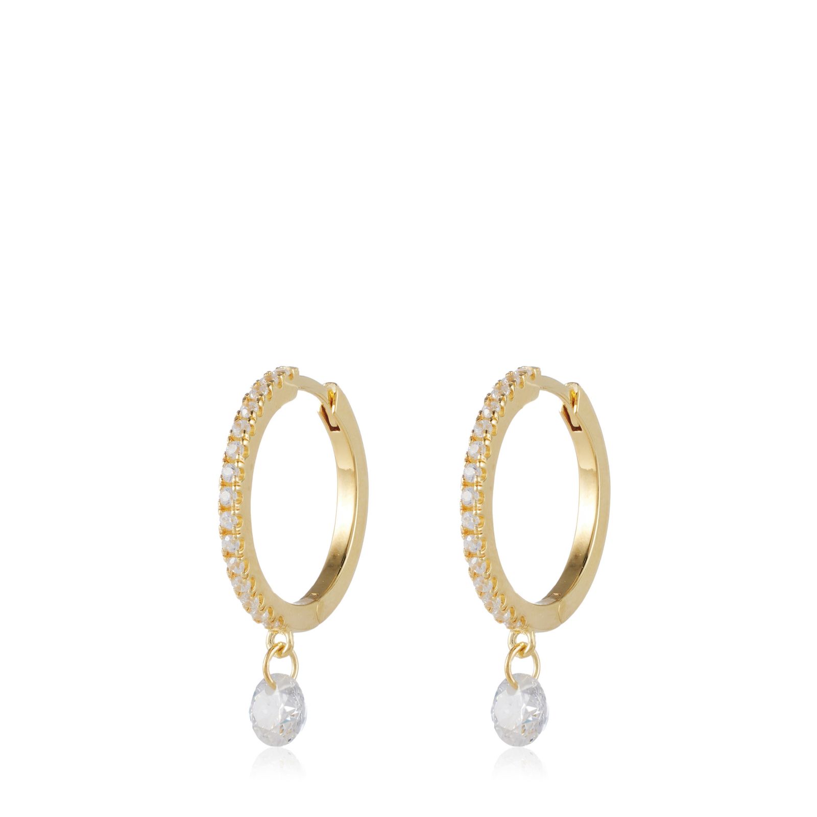 Diamonique 1.7ct tw Floating Stone Hoop Earrings Sterling Silver