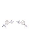 Diamonique 0.40ct tw Fresh Water Pearl Climber Earrings Sterling Silver