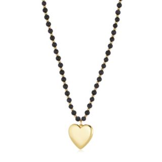 Malika Semi Precious Ball Bead Heart Charm Necklace