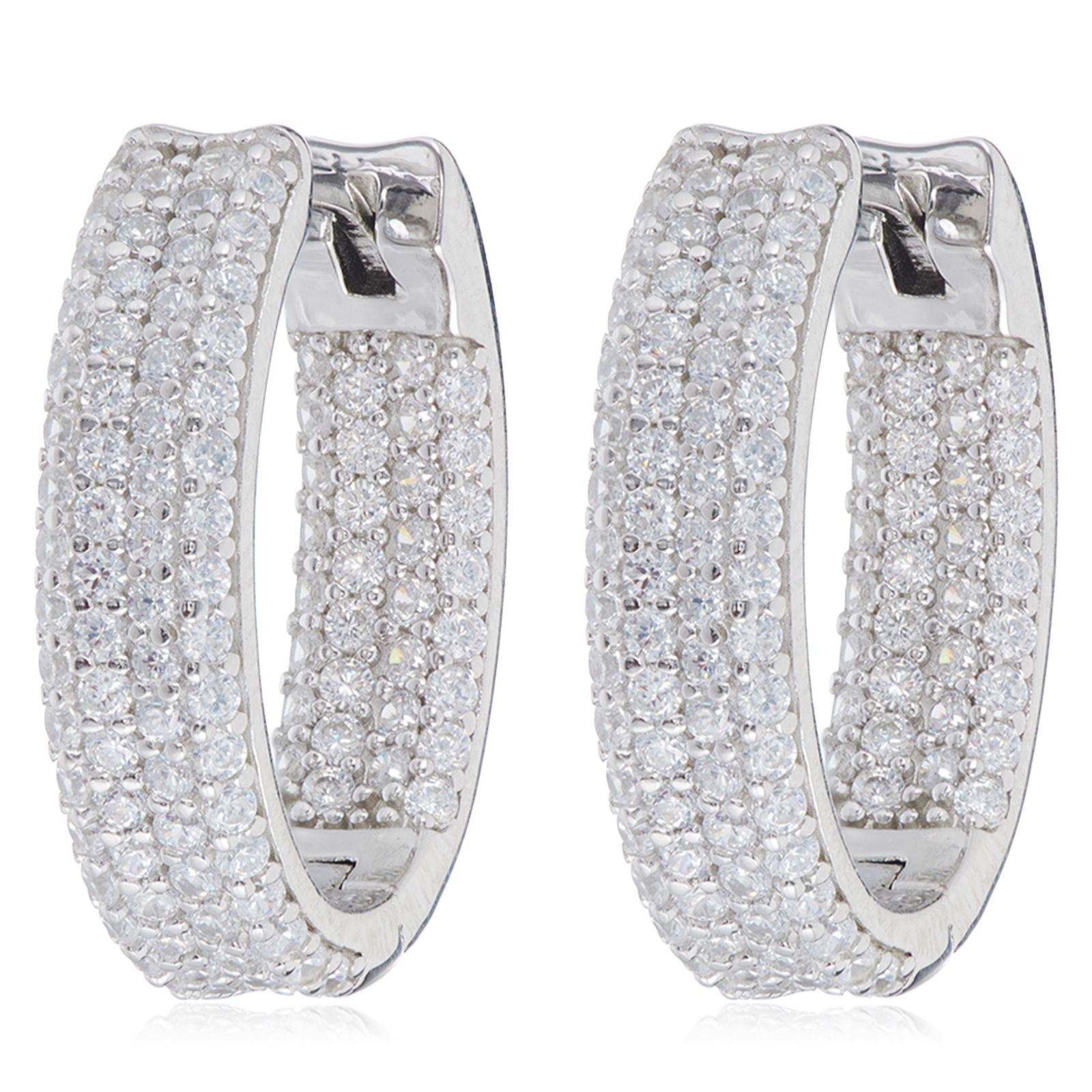 Diamonique 2ct tw Oval Hoop Earrings Sterling Silver