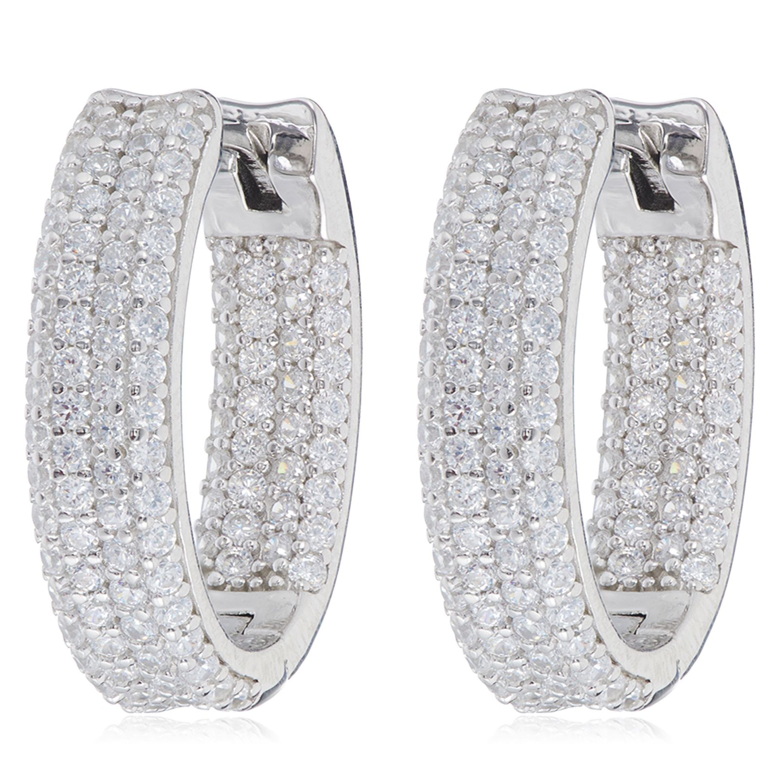 Diamonique 2ct tw Oval Hoop Earrings Sterling Silver