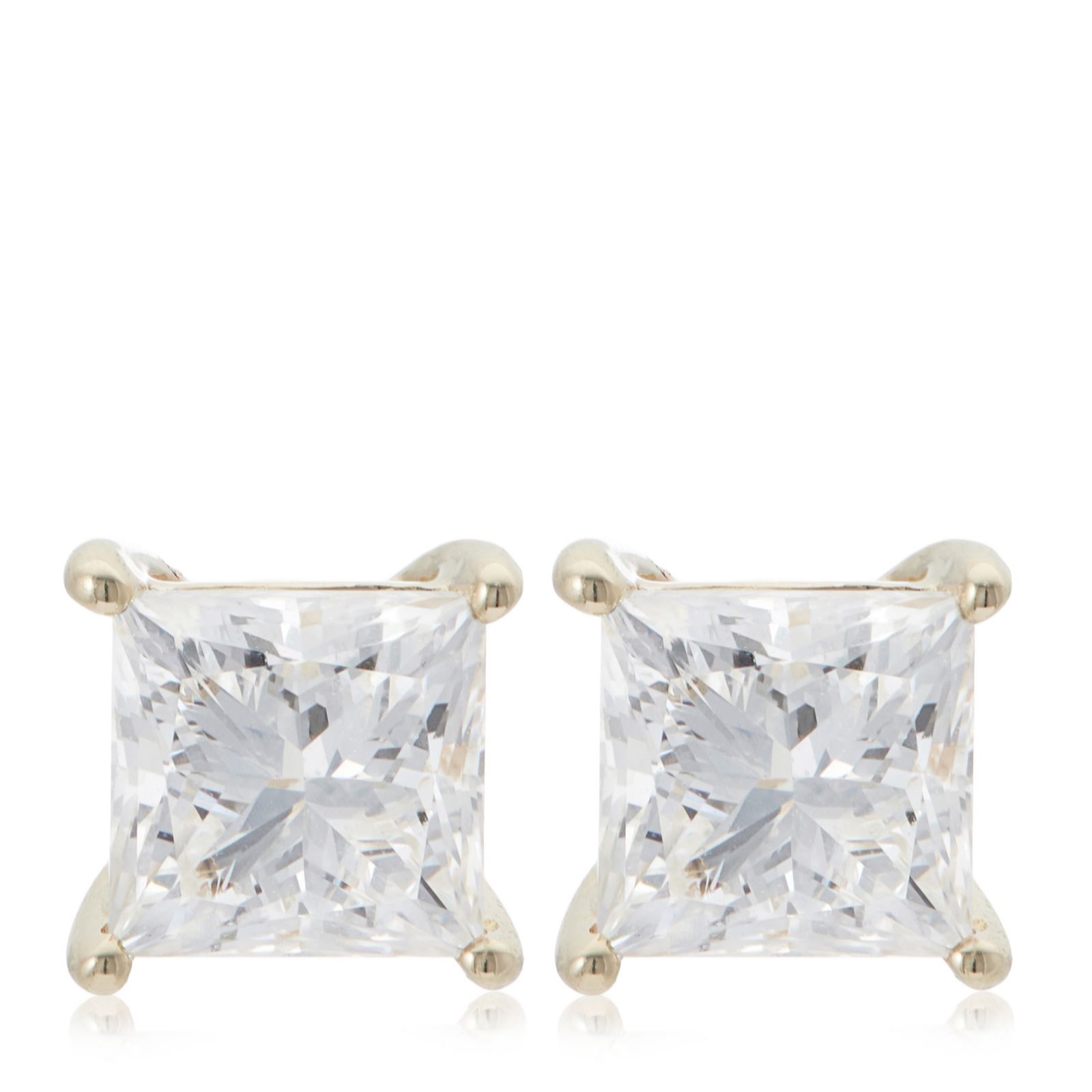 Fire Light 1ct Lab Grown Diamond Princess Cut Stud Earrings 9ct Gold