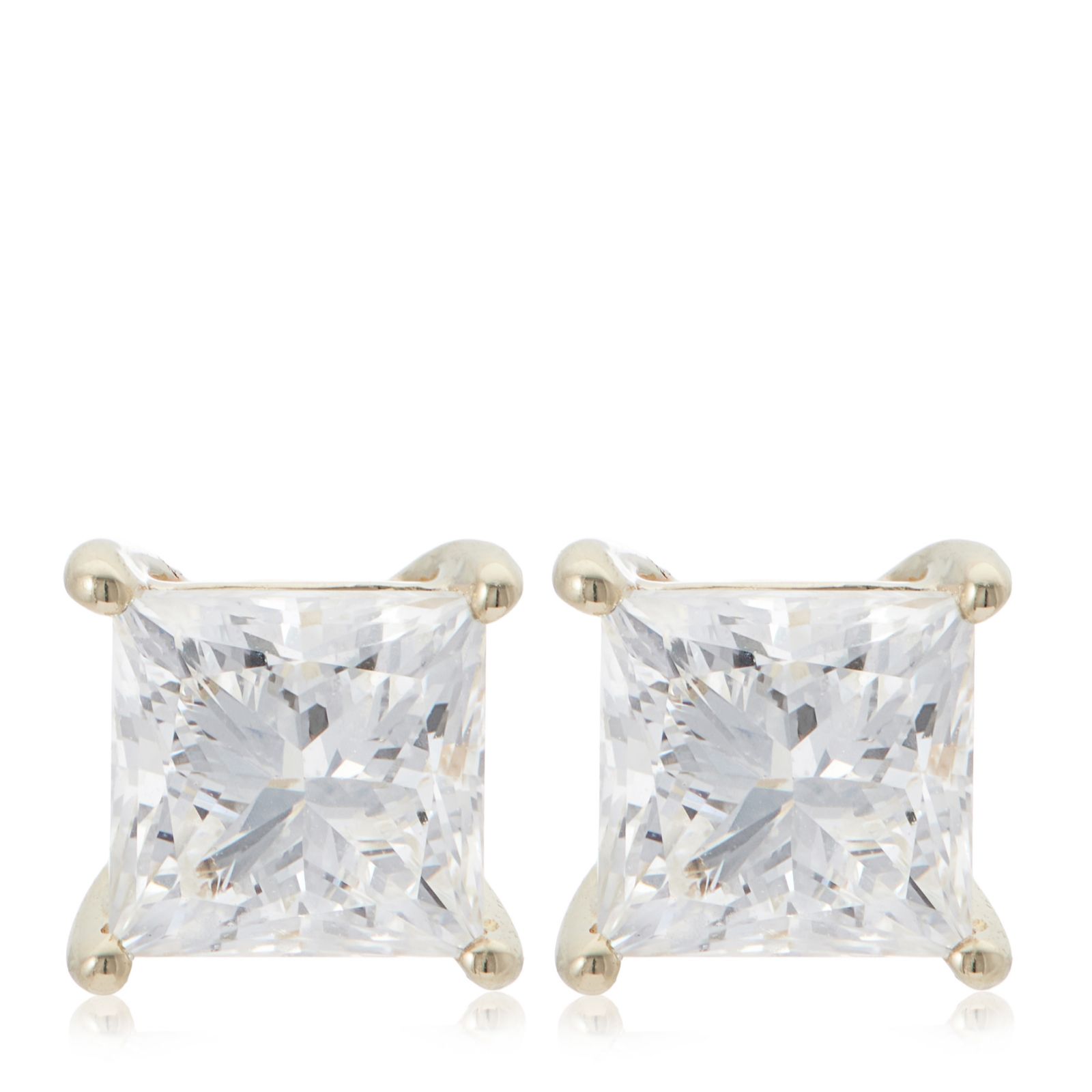 Fire Light 1ct Lab Grown Diamond Princess Cut Stud Earrings 9ct Gold